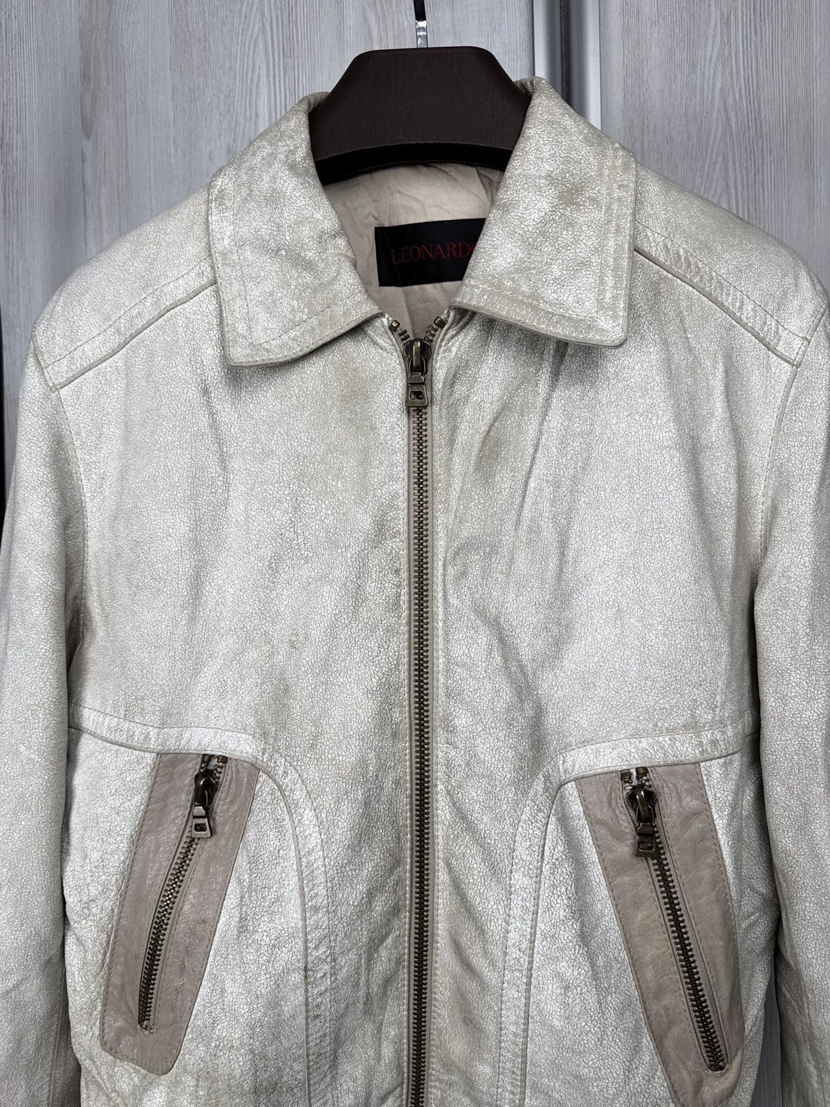 Other Leonardo White faded leather biker jacket vintage size 50 Size US M / EU 48-50 / 2 - 3 Thumbnail