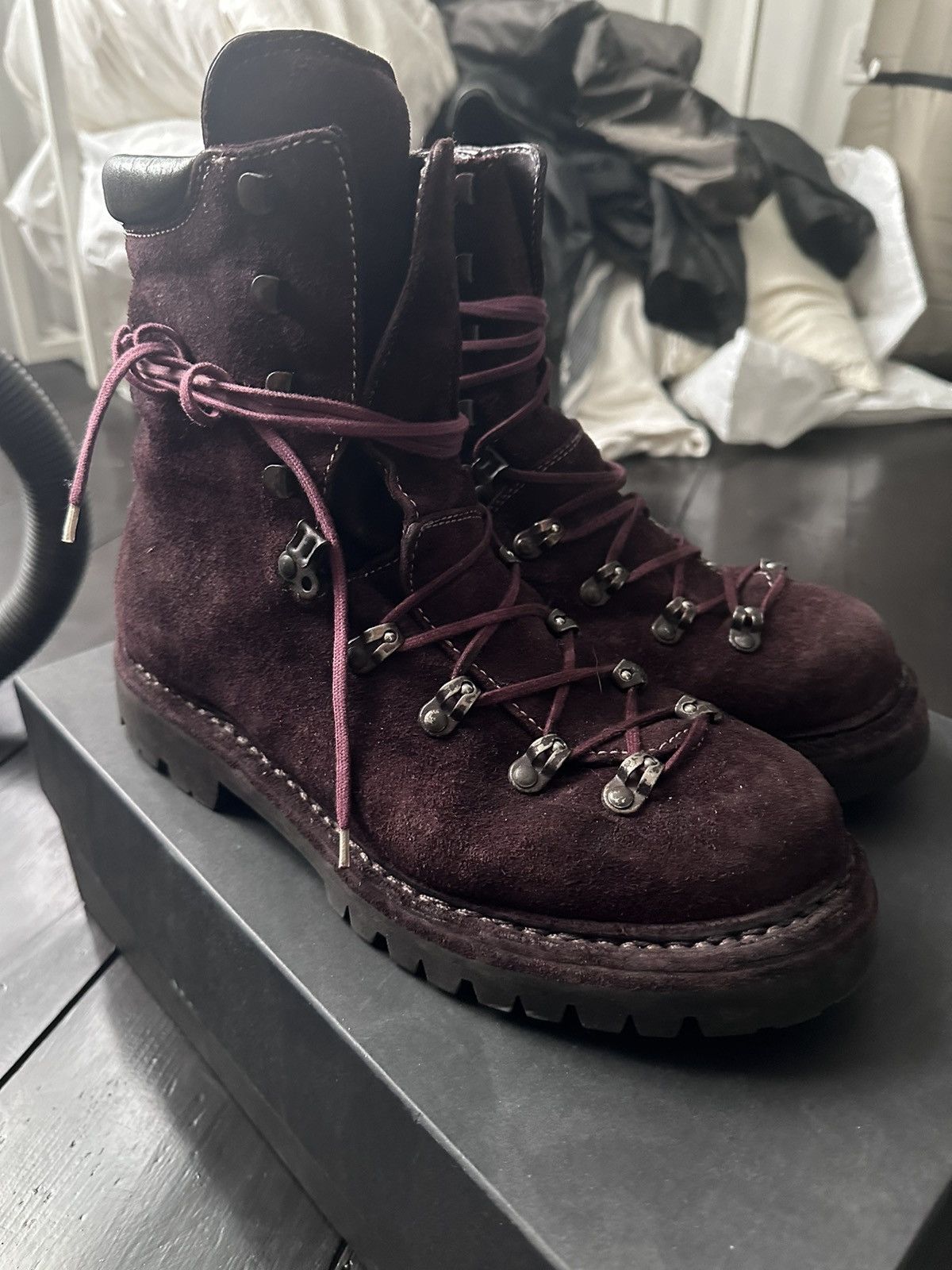 image of Guidi 20 Hiker Wine Reverse Horse 43 Shoes in Purple, Men's (Size 10)