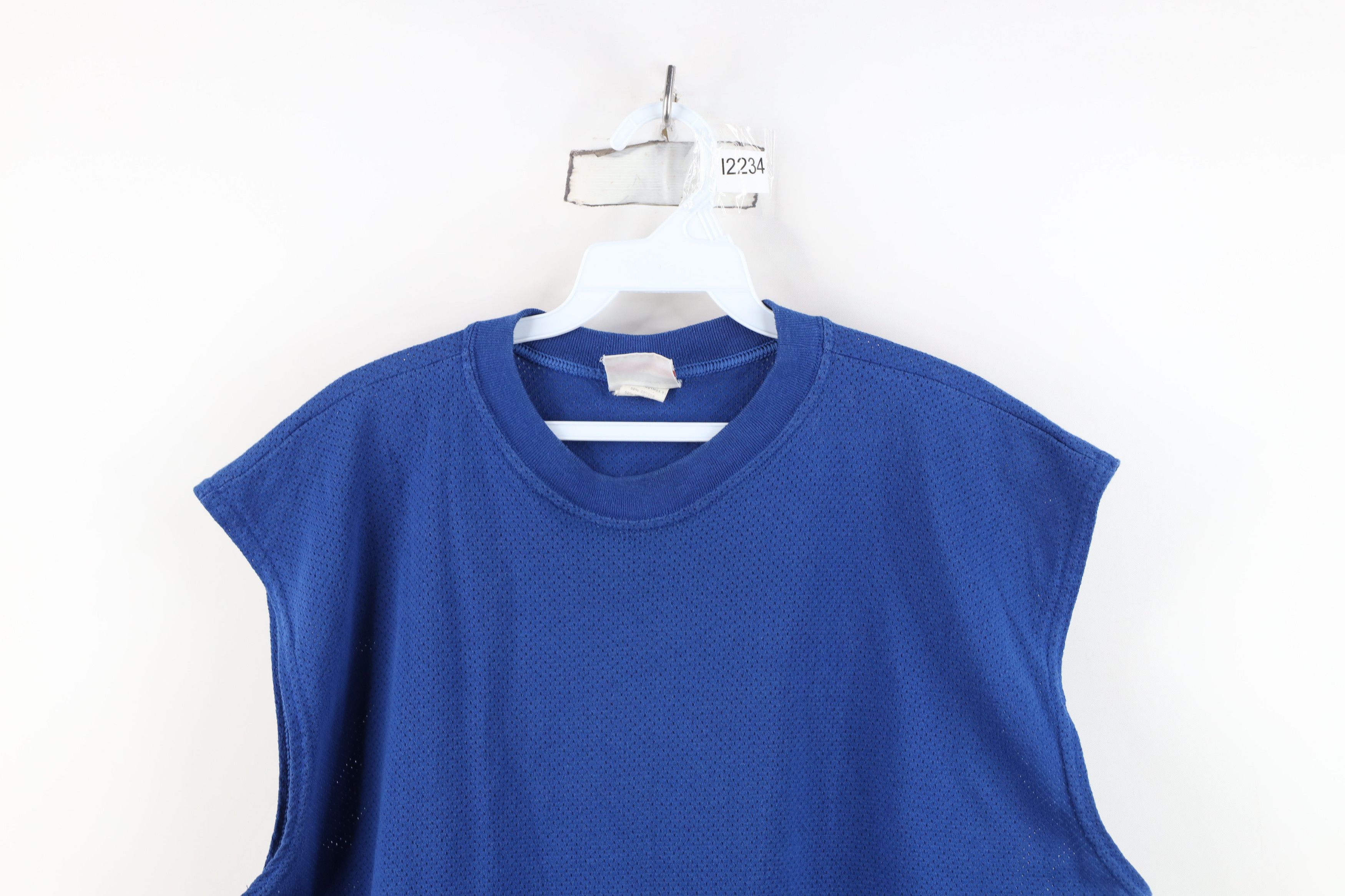Vintage Vintage 90s Streetwear Mesh Sleeveless Muscle T-Shirt Blue Size US L / EU 52-54 / 3 - 2 Thumbnail
