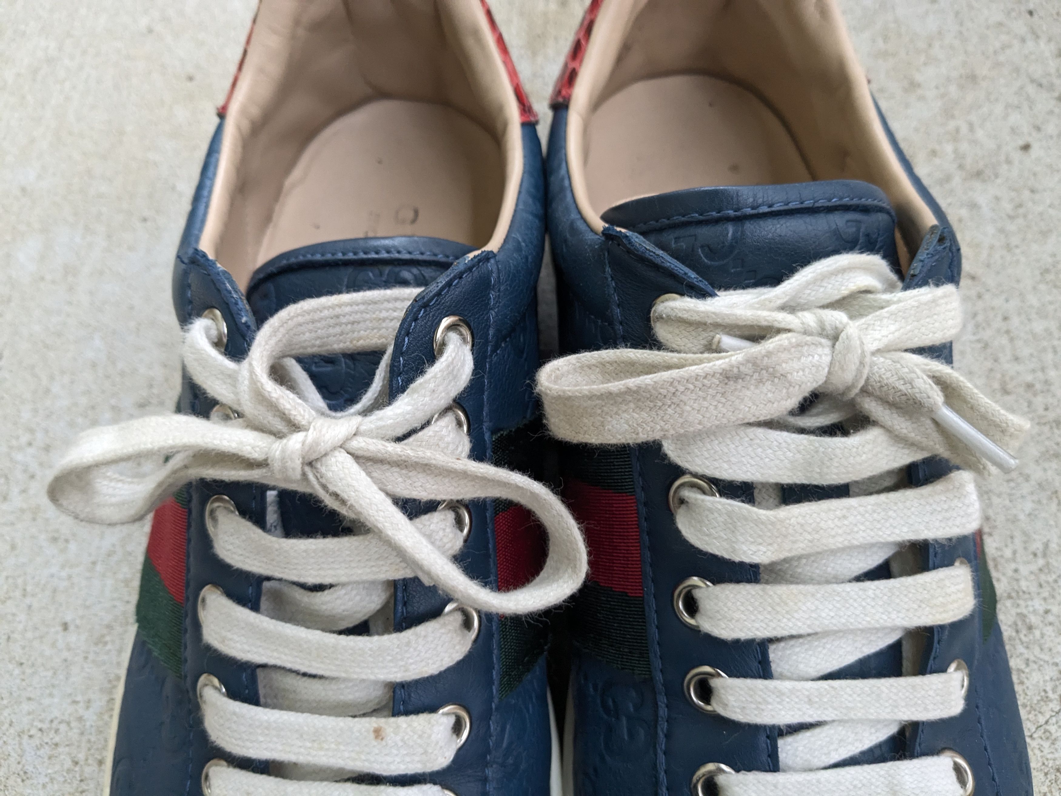 Gucci Gucci Sneakers Blue 9.5 Monogram Low Top Leather Logo Size US 9.5 / EU 42-43 - 5 Thumbnail