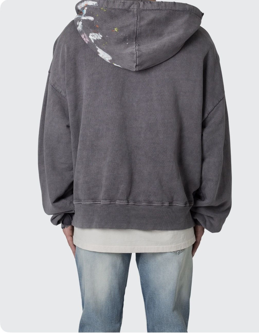 Designer × Vintage Vintage Destroyed Paint Charcoal-Grey Hoodie Size US XS / EU 42 / 0 - 3 Thumbnail