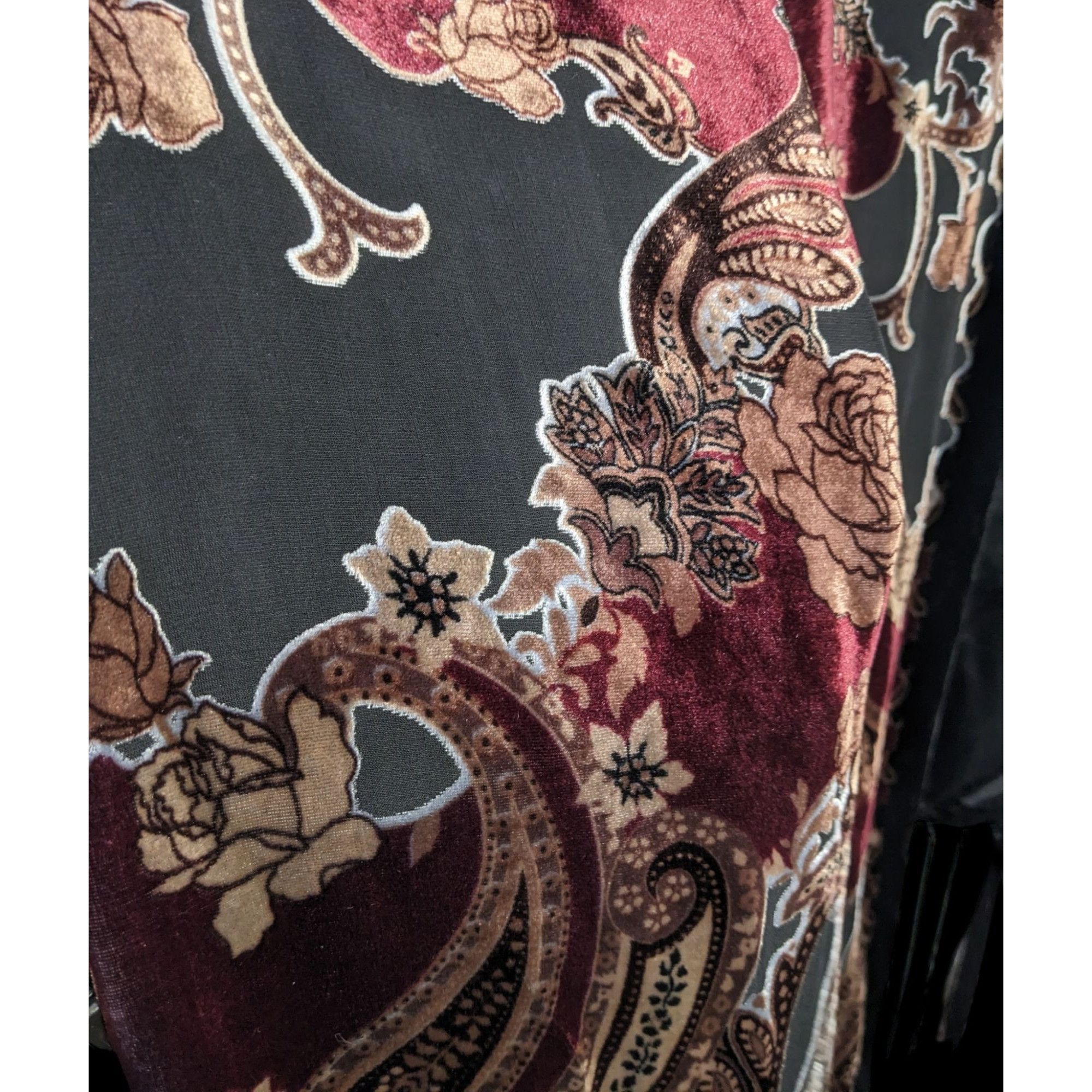 Other Vintage Burnt Velvet Paisley Wrap With Fringe - 73"x21" 9" T Size ONE SIZE - 4 Thumbnail