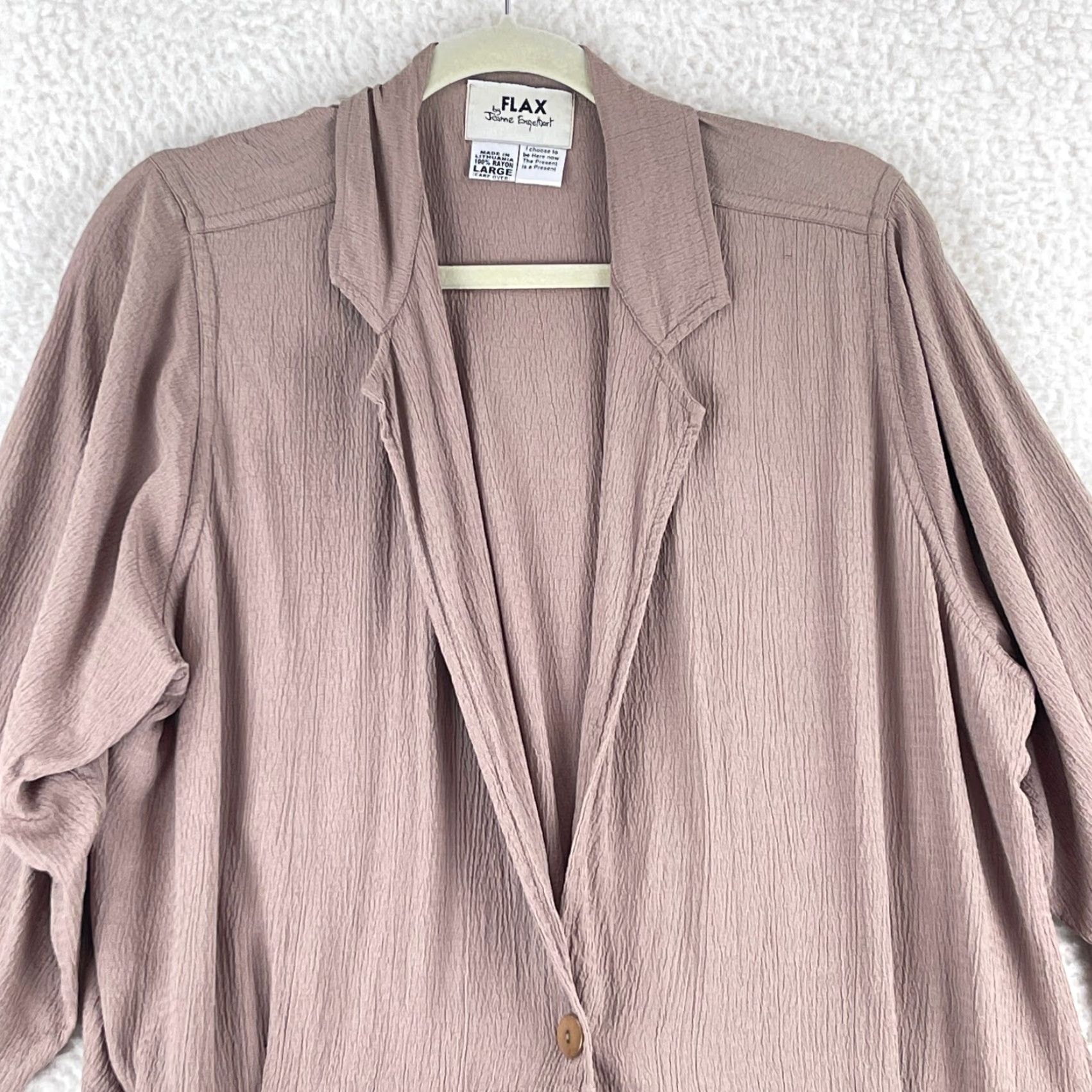FLAX FLAX Jacket Womens Large Brown Long Sleeve Lightweight Rayon 1 Button Casual Size L / US 10 / IT 46 - 2 Thumbnail