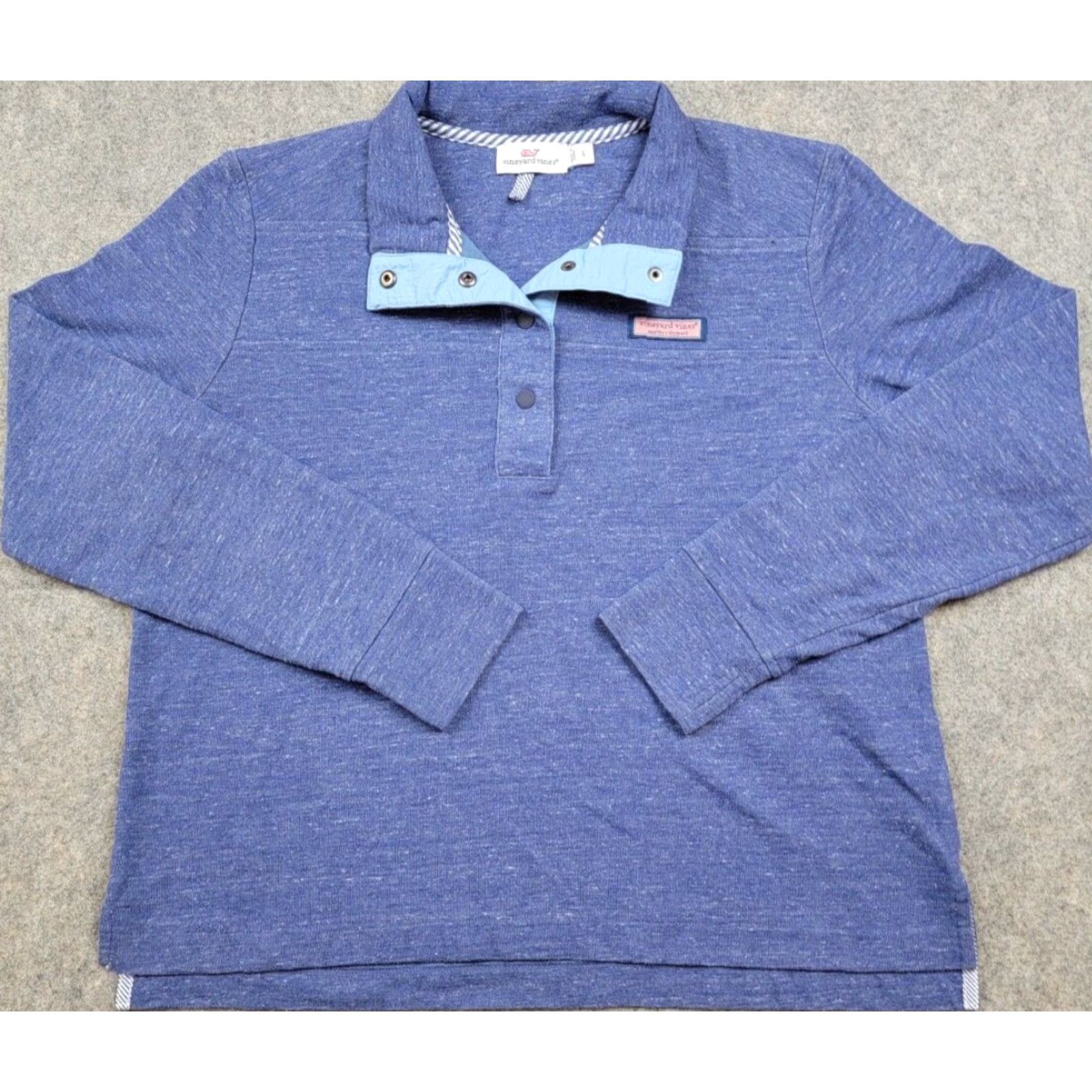 Vineyard Vines Vineyard Vines Shirt Womens Small Blue Pullover Sweatshirt Logo Collared Knit Activewear Casual Travel Navy Whale Vintage No Size S / US 4 / IT 40 - 2 Thumbnail