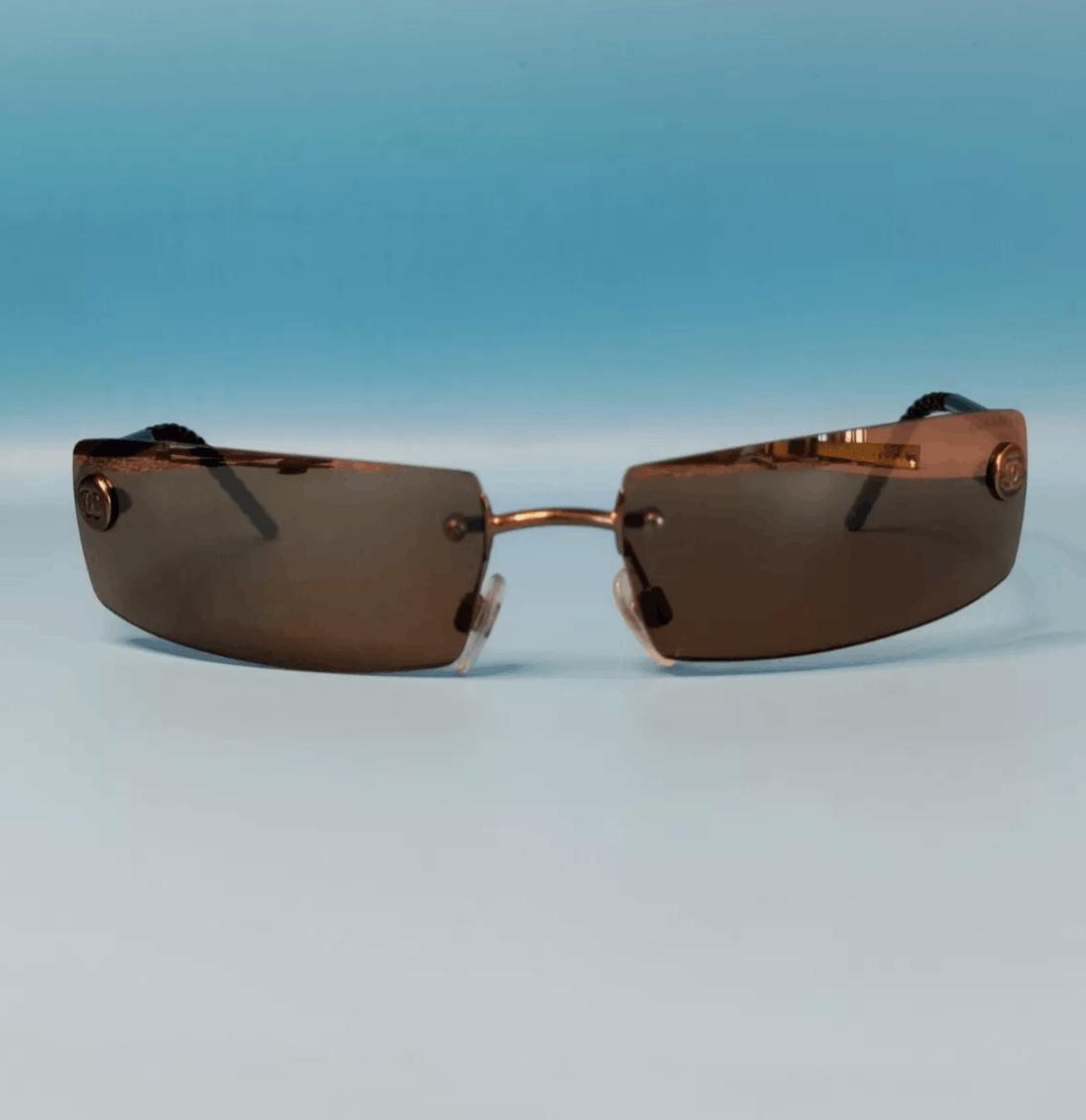Chanel × Vintage CHANEL Sunglasses 4047 Wrap Shield Rhinestone 4017 Vintage Size ONE SIZE - 2 Thumbnail