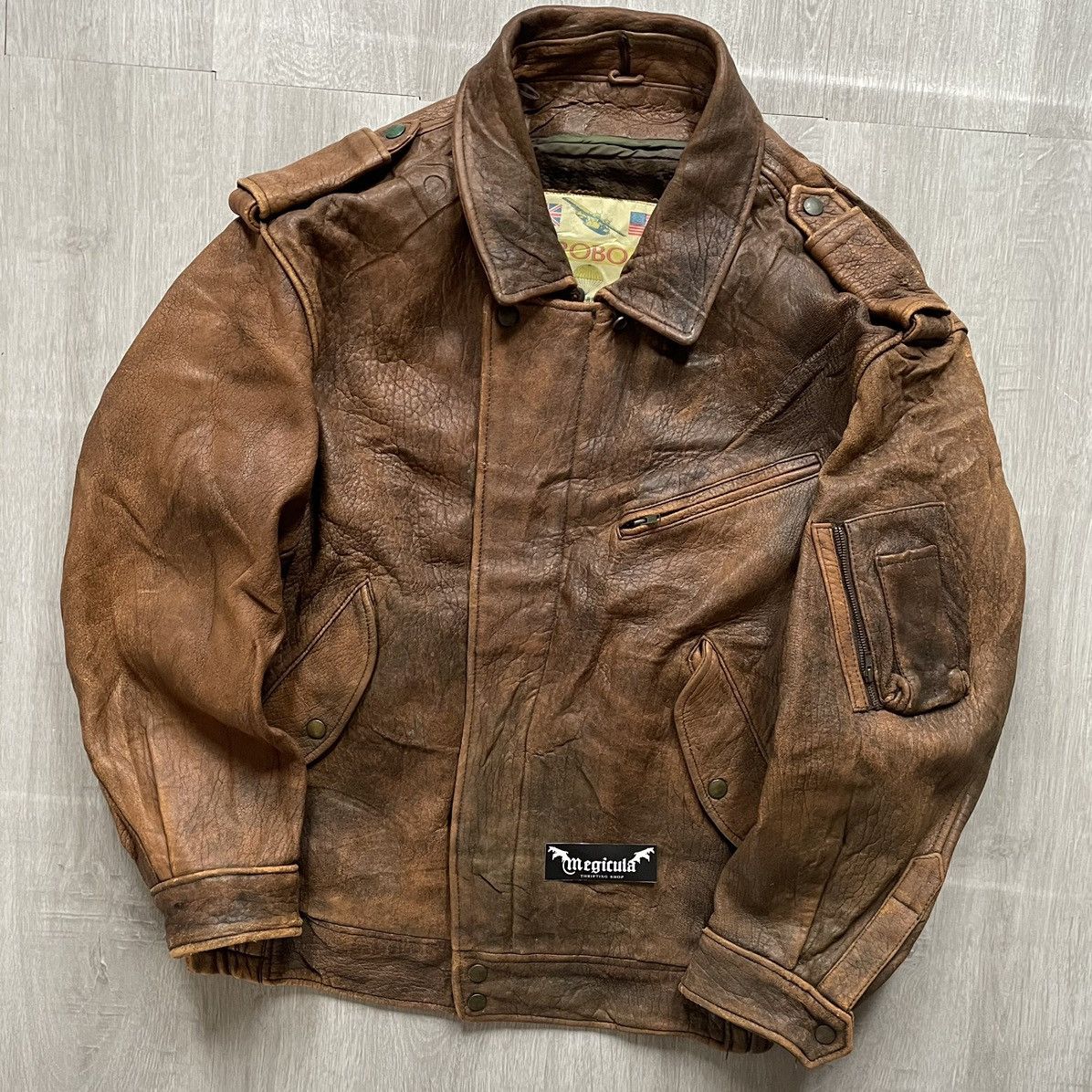 Other Robo 1941 Vintage Bomber Pilot Genuine Leather Jacket Size US XL / EU 56 / 4 - 6 Thumbnail