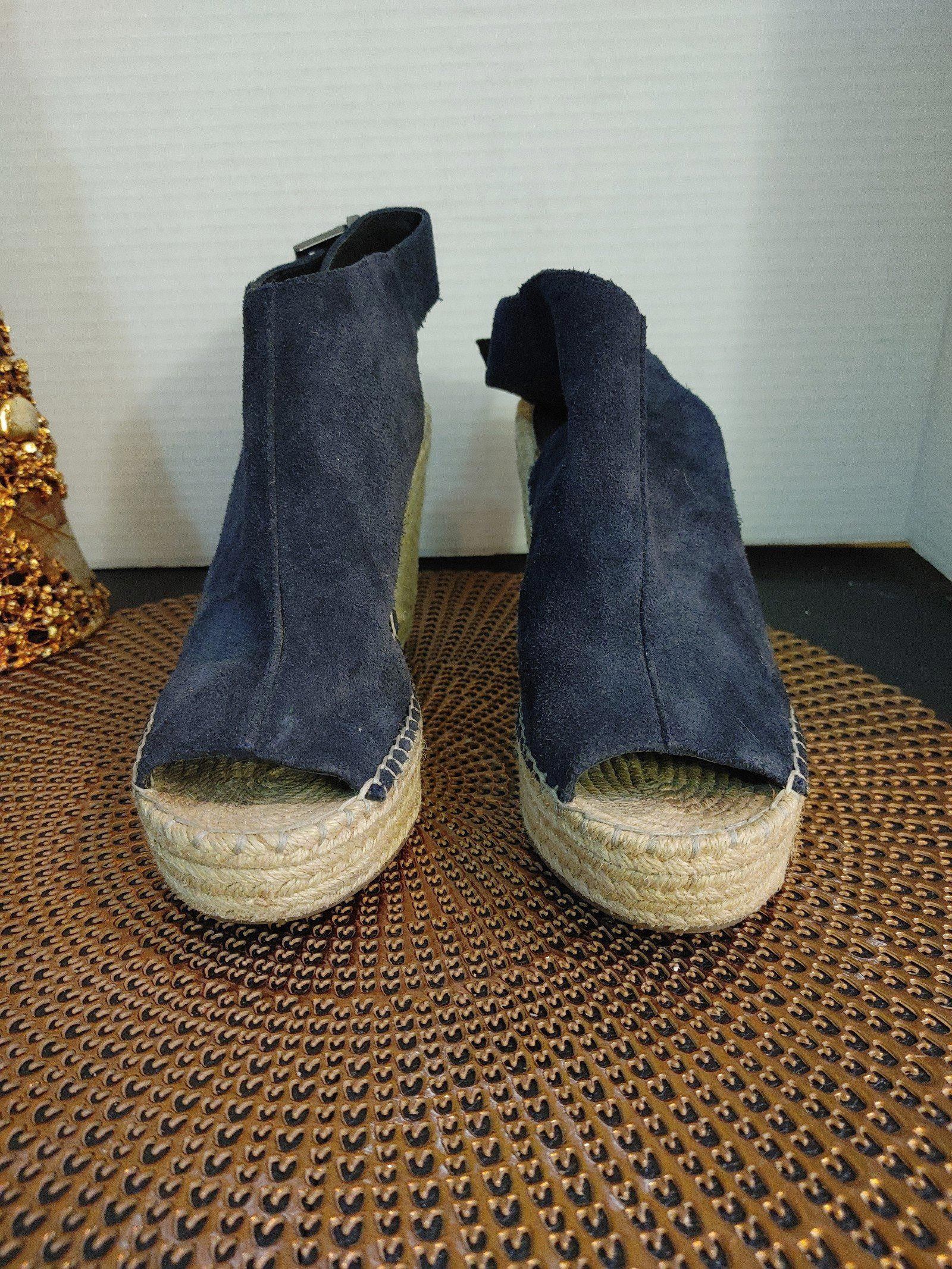 Designer Kenneth Cole Olivia Blue Suede Espadrille Wedges Size 8M Size US 8 / IT 38 - 2 Thumbnail