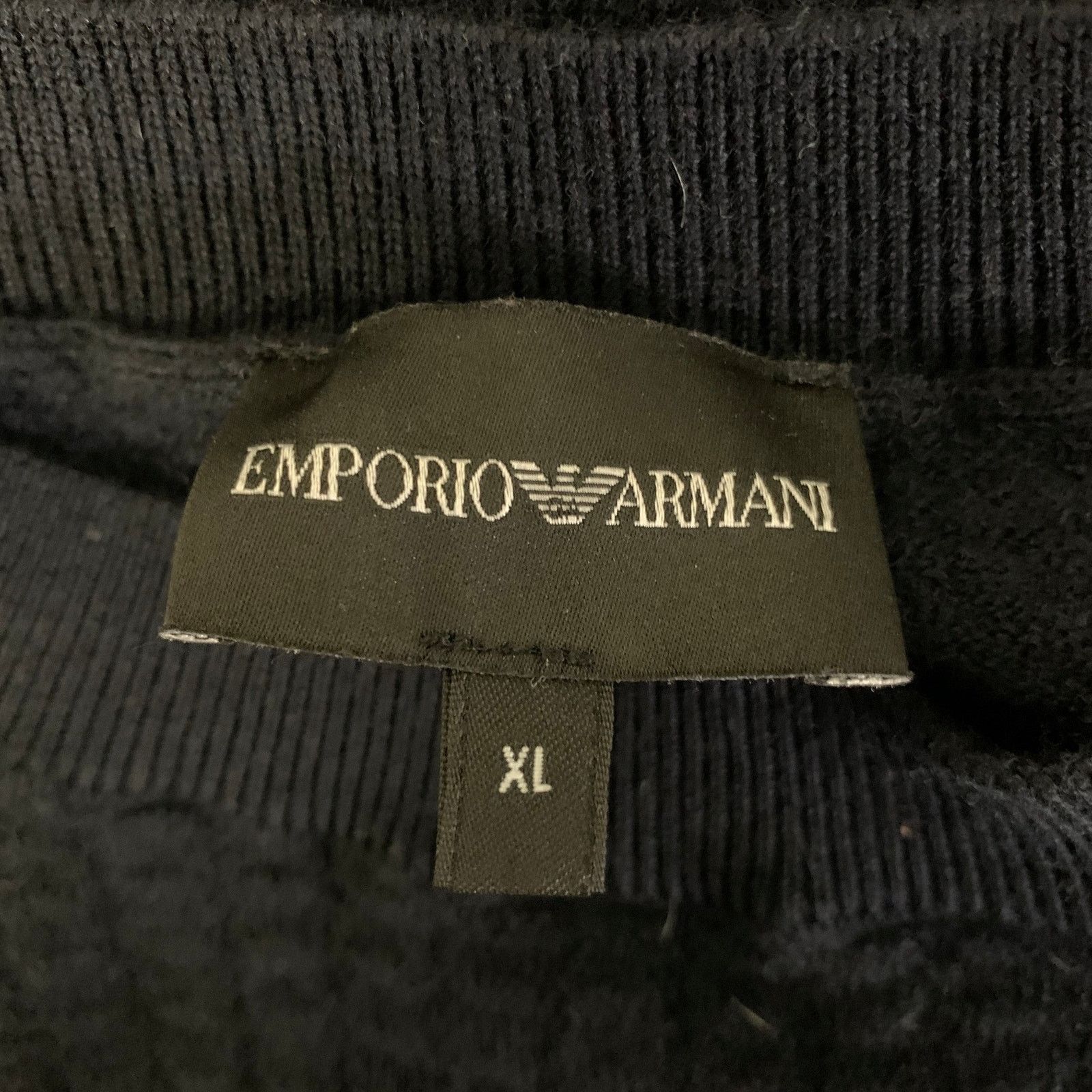 Emporio Armani EMPORIO ARMANI XL Black Waffle Knit Wool Blend Crew-Neck Size US XL / EU 56 / 4 - 5 Thumbnail