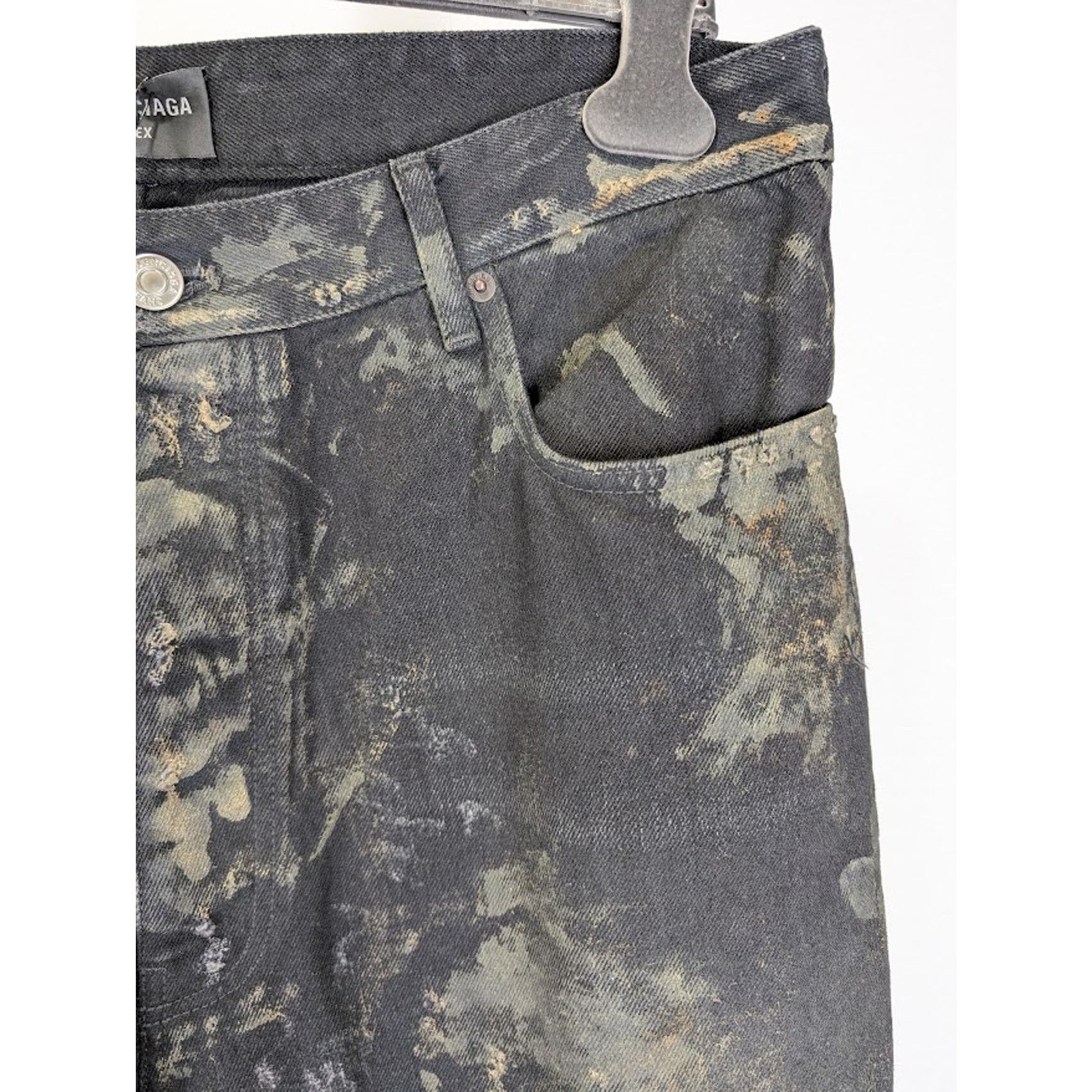 Balenciaga o1rshd1 Unisex Super Destroyed Baggy Pants 13 in Flat Black Size US 32 / EU 48 - 7 Thumbnail