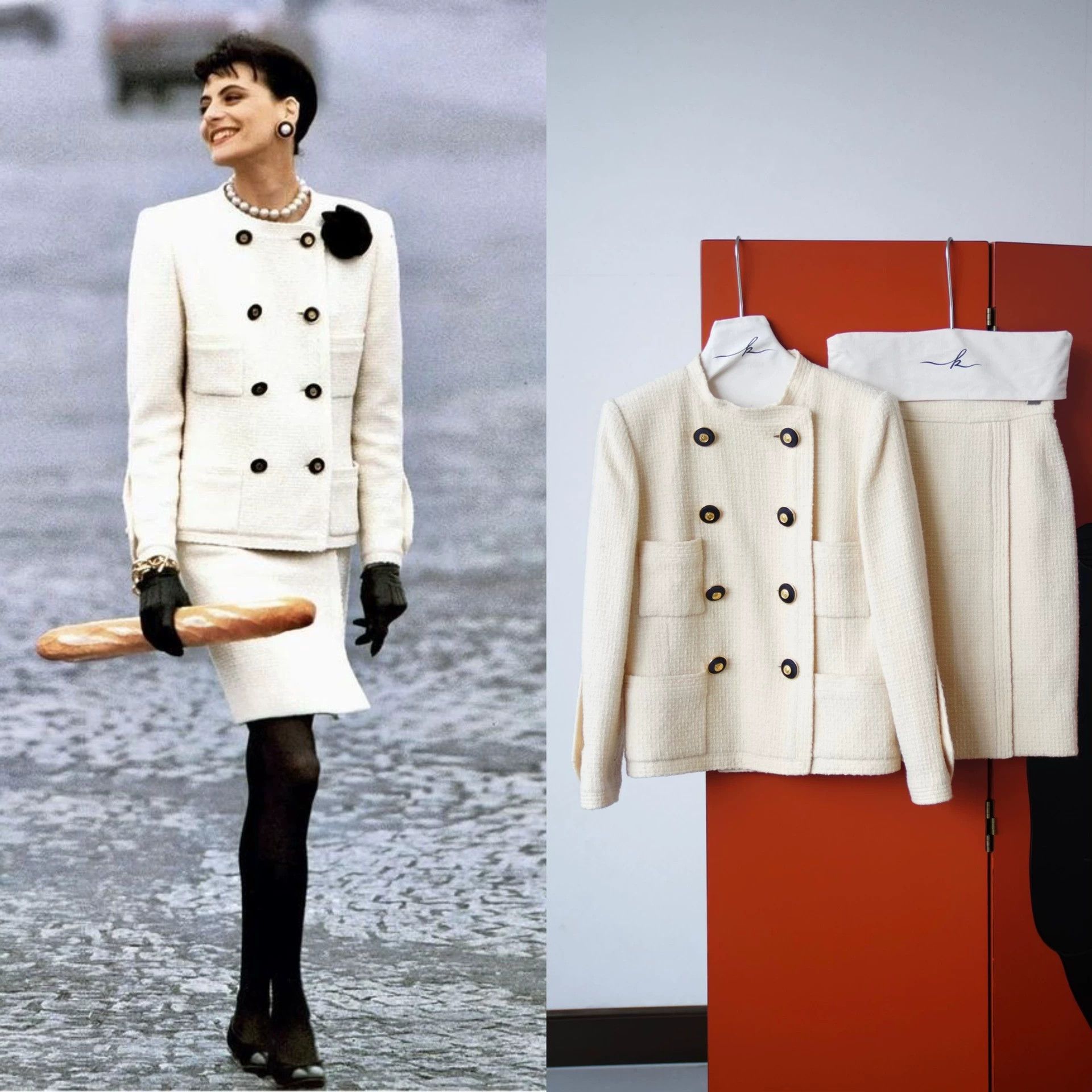 Chanel Chanel 1988 Double-Breasted Cream Top & Skirt Set FR36/S Size XS / US 0-2 / IT 36-38 - 2 Thumbnail
