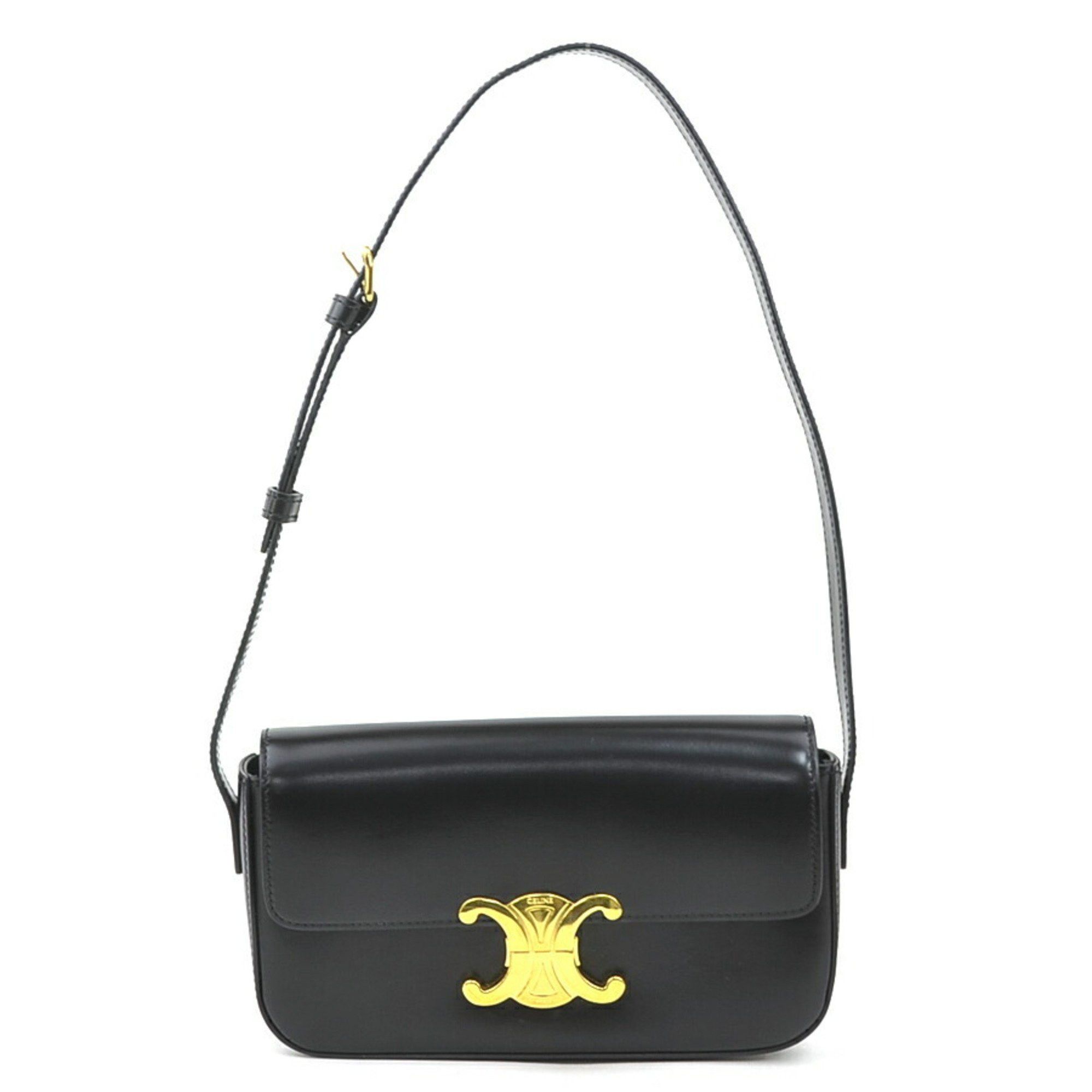 Celine CELINE Triomphe Shoulder Bag Leather Black Women's 90137g Size ONE SIZE - 1 Thumbnail
