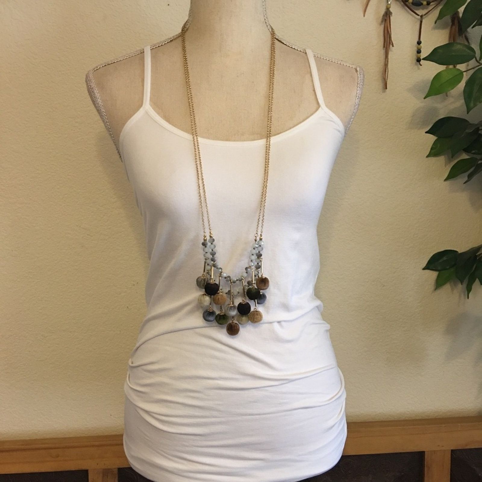 Vintage Vintage Vida layered Pom Pom crystal long necklace Size ONE SIZE - 3 Thumbnail