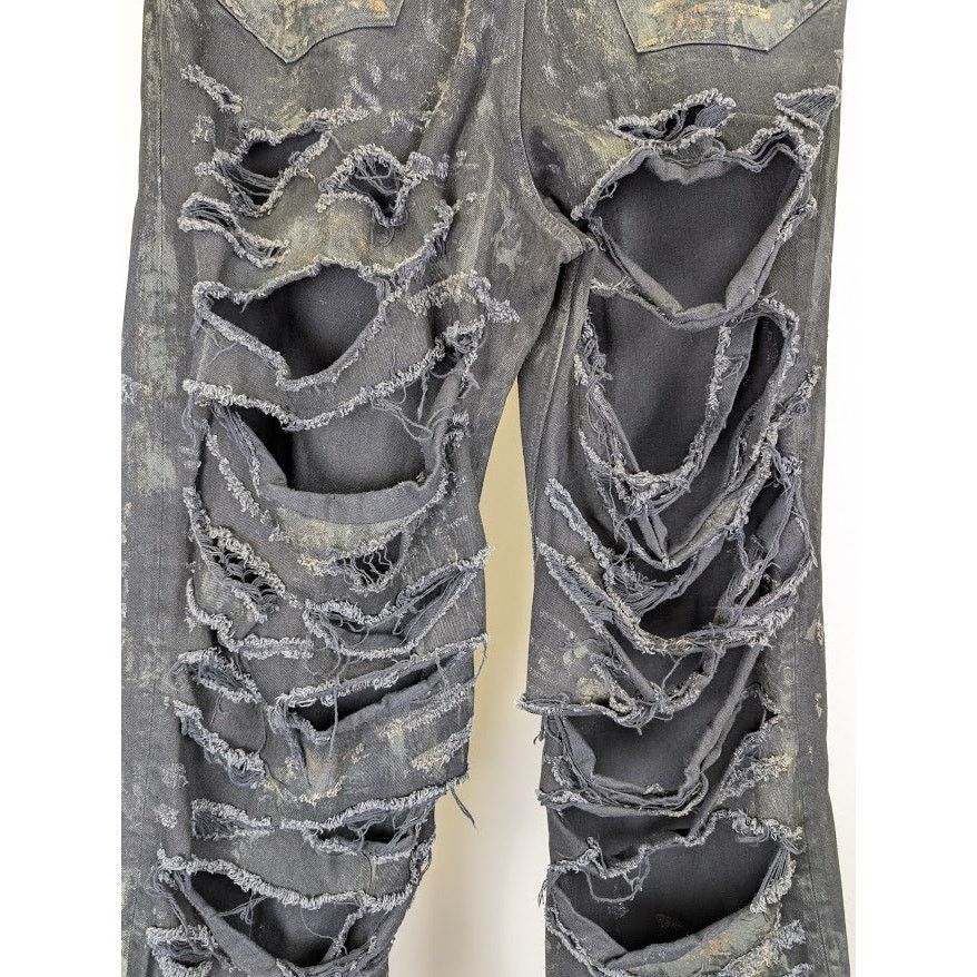 Balenciaga o1rshd1 Unisex Super Destroyed Baggy Pants 13 in Flat Black Size US 34 / EU 50 - 15 Thumbnail