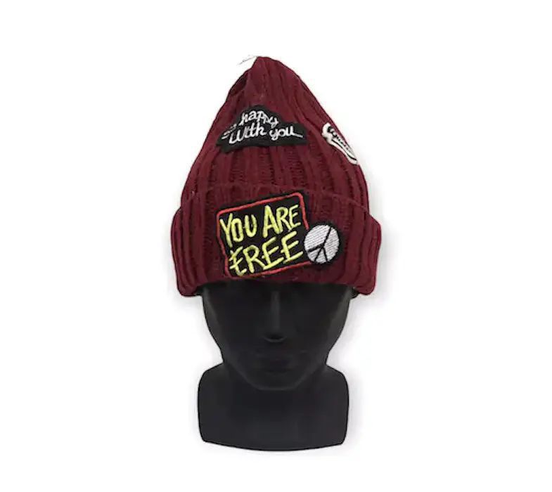 image of Patches Knit Beanie Hat, Men's