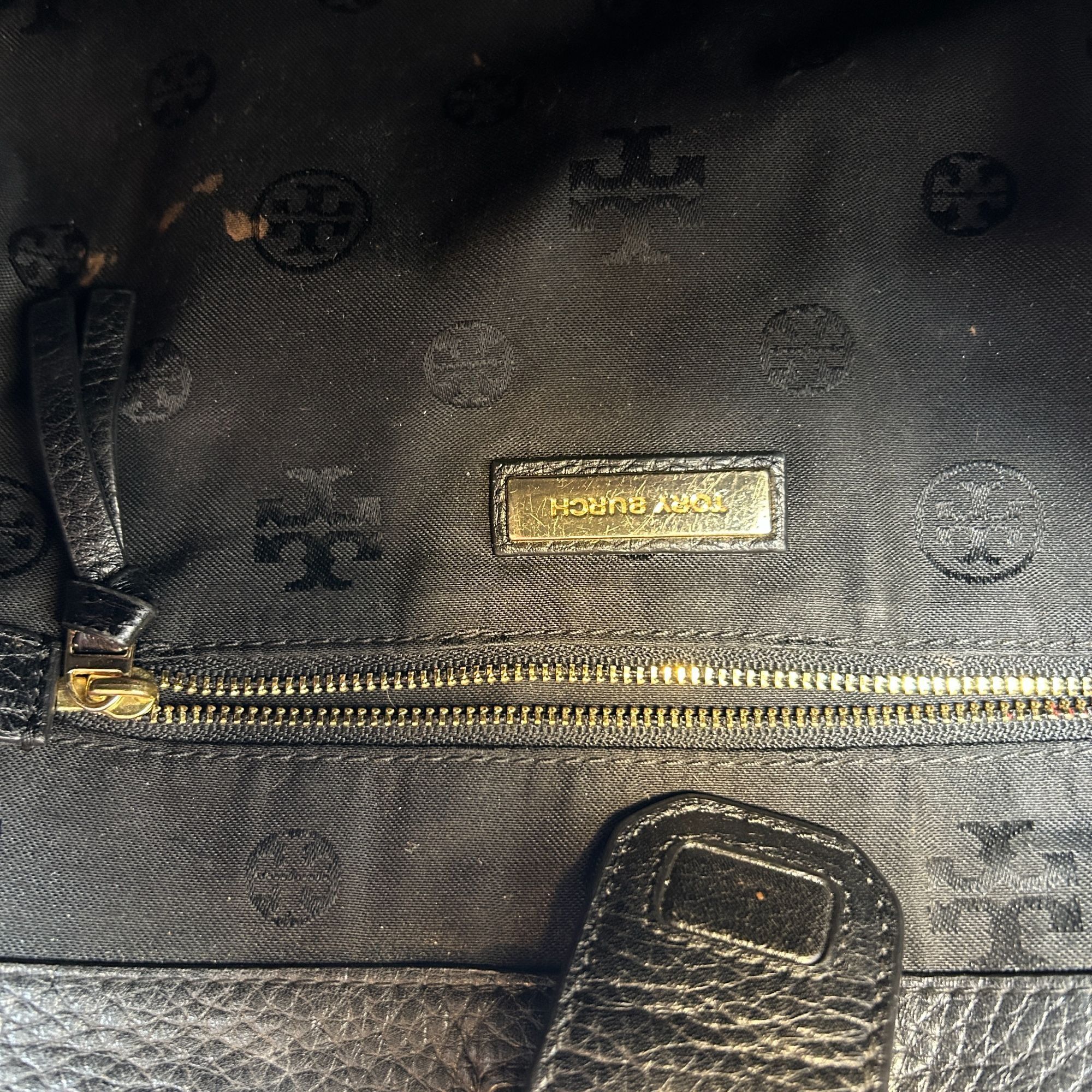 Tory Burch Tory Burch Black Pebbled Leather Tote Bag Braided Handle Size ONE SIZE - 8 Thumbnail