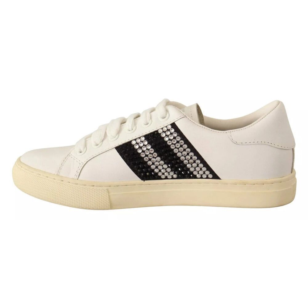Marc Jacobs Marc Jacobs White Leather Crystal Embellished Sneakers Shoes Size US 6 / IT 36 - 5 Thumbnail
