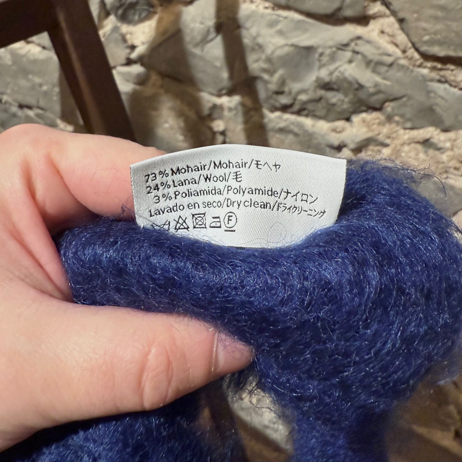 Loewe LOEWE Blue Mohair Embroidered Anagram Oversized Scarf Size ONE SIZE - 5 Thumbnail