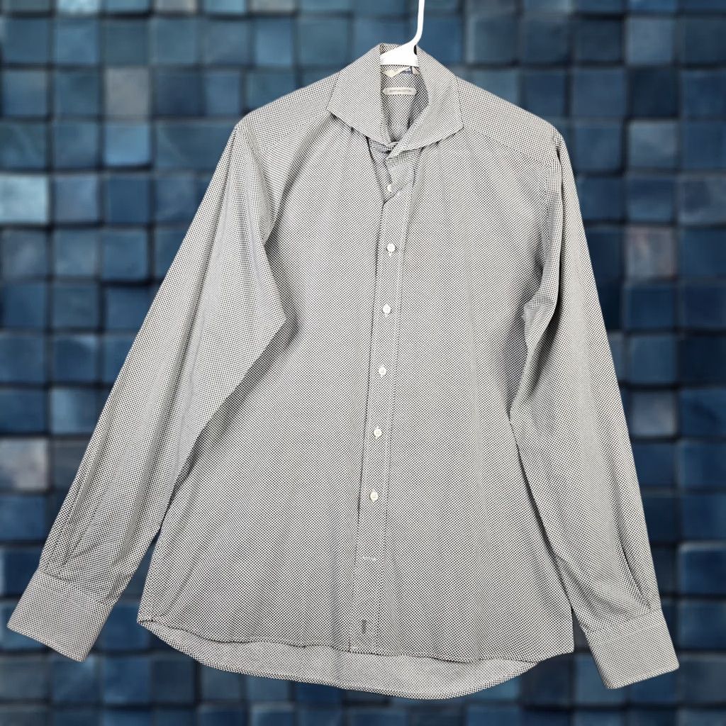 Suitsupply Suitsupply Gray Cotton Button-Up Shirt Mens Regular 39/15.5 Micro Polka Dot Pattern Polka Dot Vintage: No Size US L / EU 52-54 / 3 - 1 Thumbnail