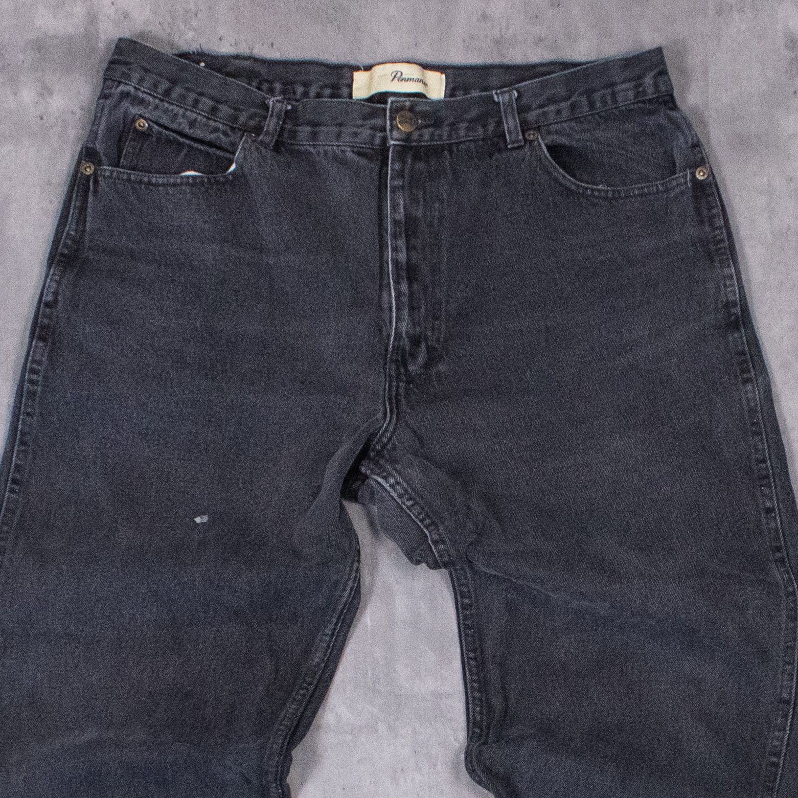 Japanese Brand Vintage 1990's Baggy Relax Fit Slim Black Denim Jeans Pant's Size US 35 - 4 Thumbnail