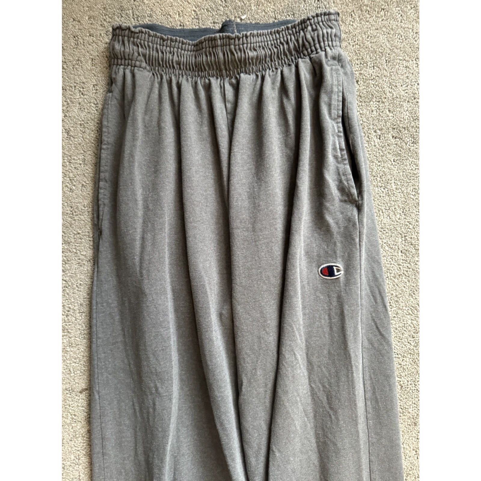 Champion Champion Sweatpants Men's Small Authentic Straight Pocket Logo Gray Cotton Soli Size US 29 - 3 Thumbnail