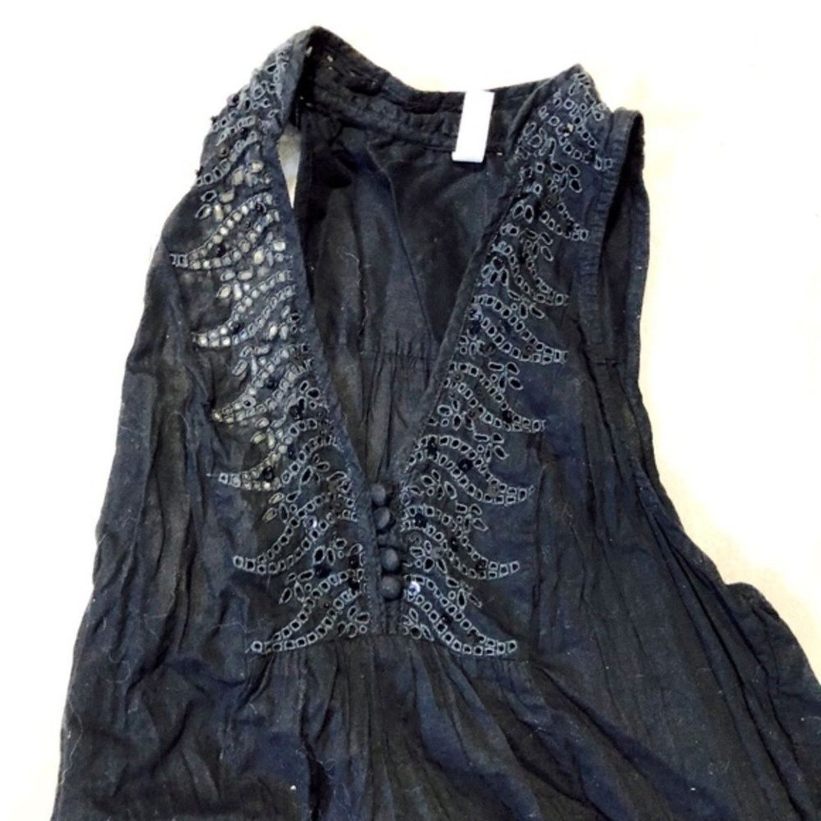 Free People Free People Embellished Black Mini Sundress | Sz XS Size XS / US 0-2 / IT 36-38 - 2 Thumbnail