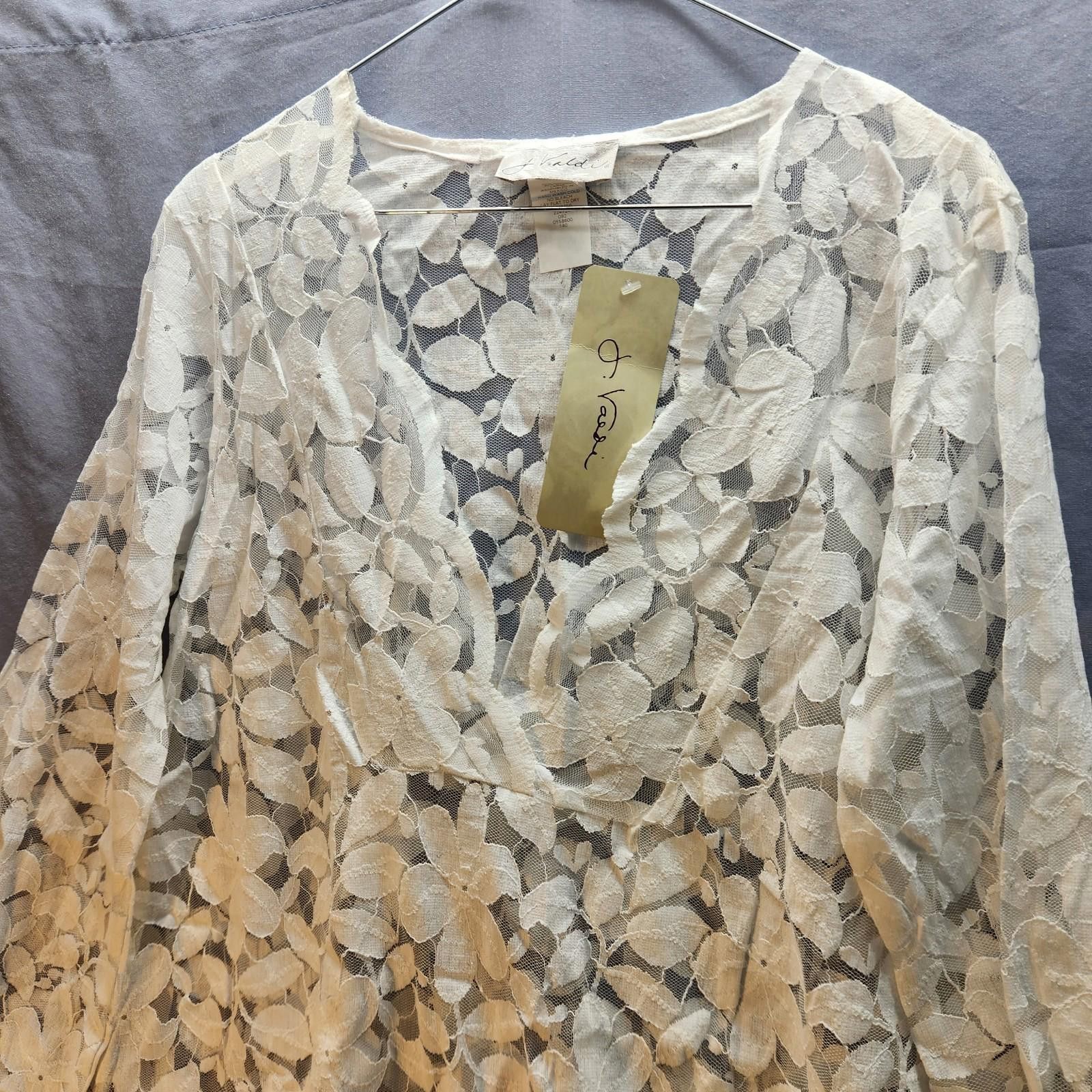 Designer J Valdi Cotton Blend Lace Top White Size Large NWT Size L / US 10 / IT 46 - 2 Thumbnail