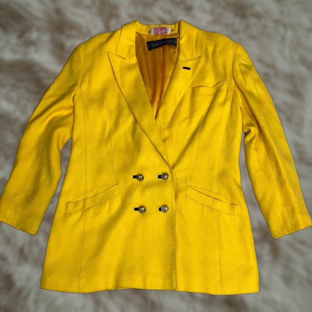 Louis Feraud VINTAGE Louis Feraud Womens Blazer Jacket Blazer 10 Yellow Size L / US 10 / IT 46 - 1 Thumbnail