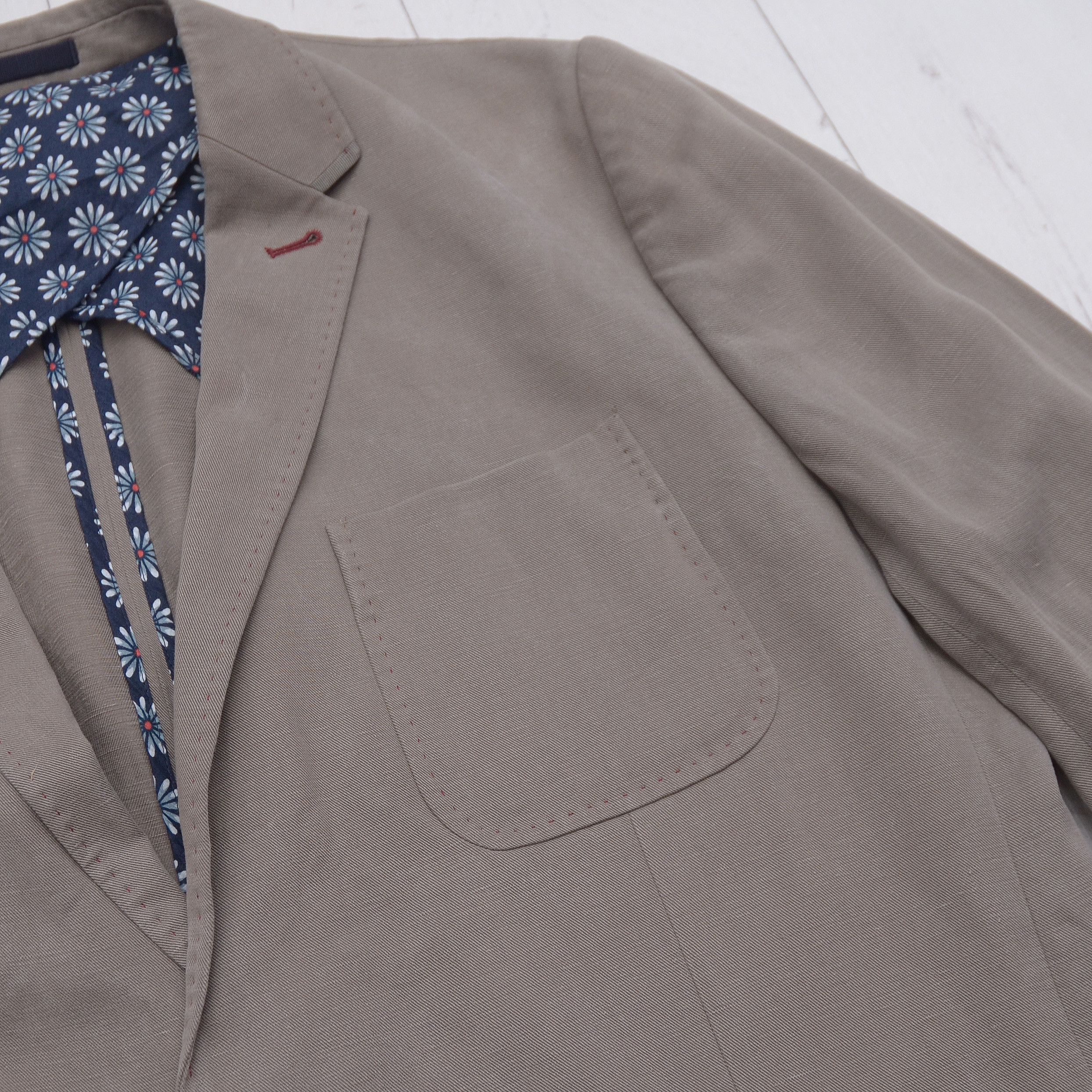 Ted Baker Ted Baker Casual Blazer Gray Lyocell Linen Flowers 54 EUR 6 Size 54R - 4 Thumbnail