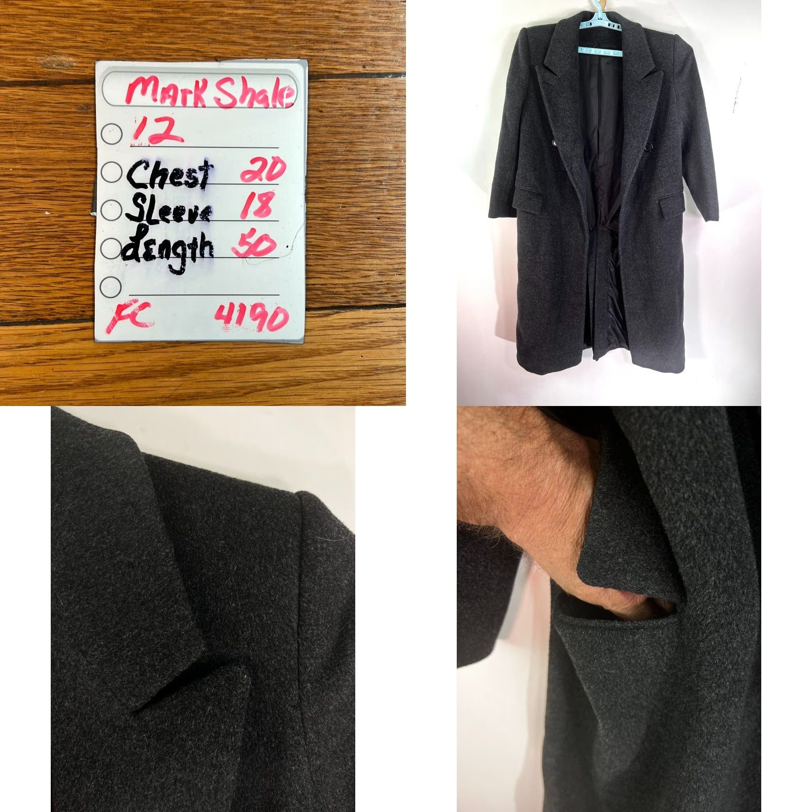 Vintage Mark Shale Women's Trench Coat Jacket Size 12 Gray Wool Long Sleeve Casual Classic Size XL / US 12-14 / IT 48-50 - 8 Thumbnail