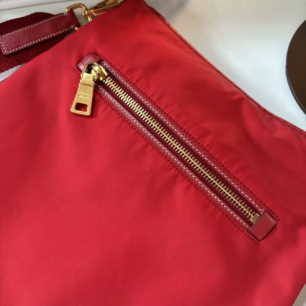 Prada Prada Red/Gold Nylon Crossbody Bag Size ONE SIZE - 7 Thumbnail