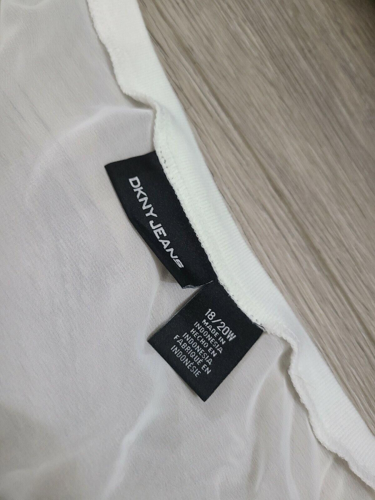DKNY DKNY Top 18/20w White Sheer Short Sleeve New Blouse Size XXL / US 16-18 / IT 52-54 - 2 Thumbnail