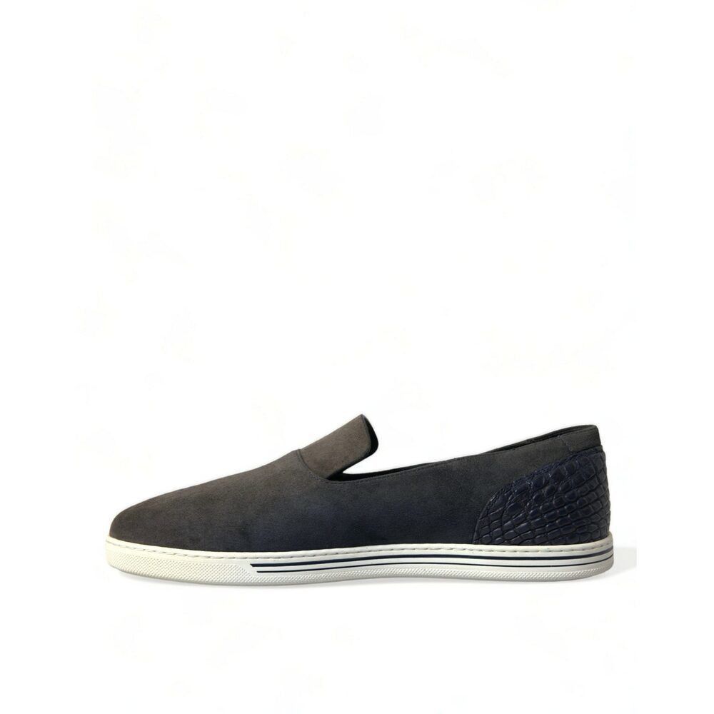 Dolce & Gabbana Dolce & Gabbana Elegant Blue Suede & Crocodile Slippers Size US 8 / EU 41 - 5 Thumbnail
