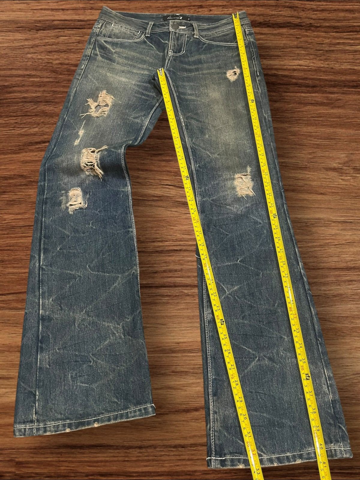If Six Was Nine Vintage Japanese Brand Cavaria Distressed Whisker Flare Jean Size US 30 / EU 46 - 13 Thumbnail