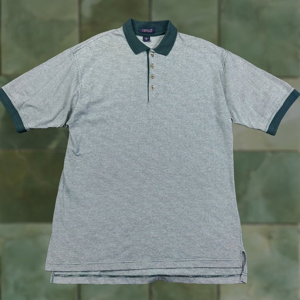 Vintage VINTAGE American Cottons Polo Shirt XL Adults 90s Green/White Short Sleeve 100% Cotton Polo Mens Size US XL / EU 56 / 4 - 1 Thumbnail