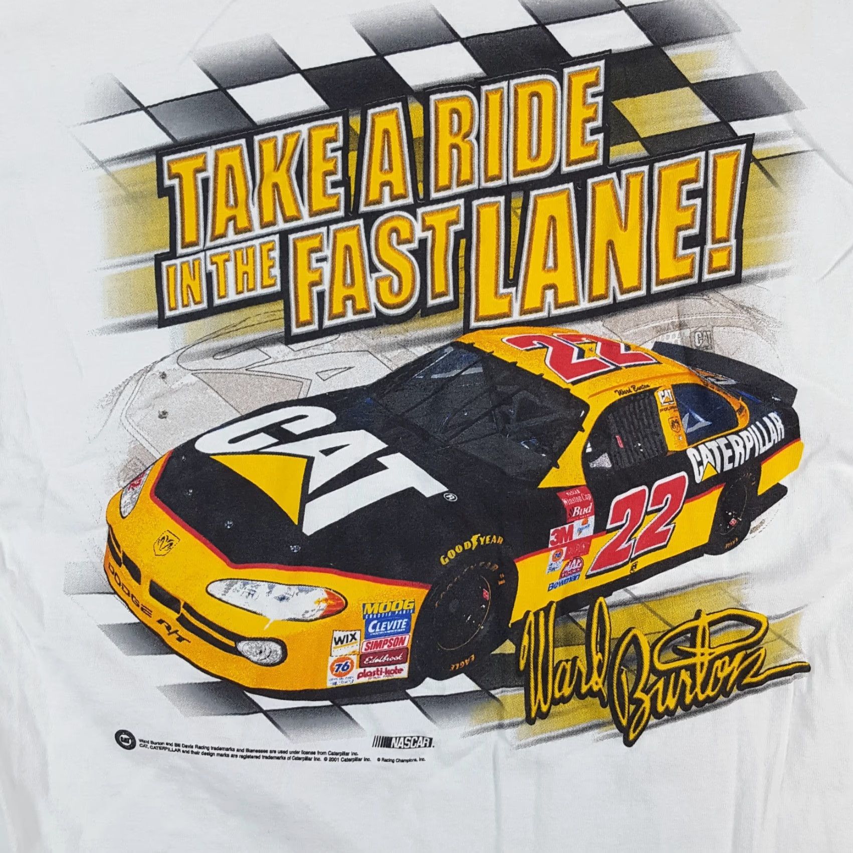 Burton Vintage Y2K Ward Burton CAT Racing NASCAR Size L Retro White T Shirt 00s Size US L / EU 52-54 / 3 - 6 Thumbnail