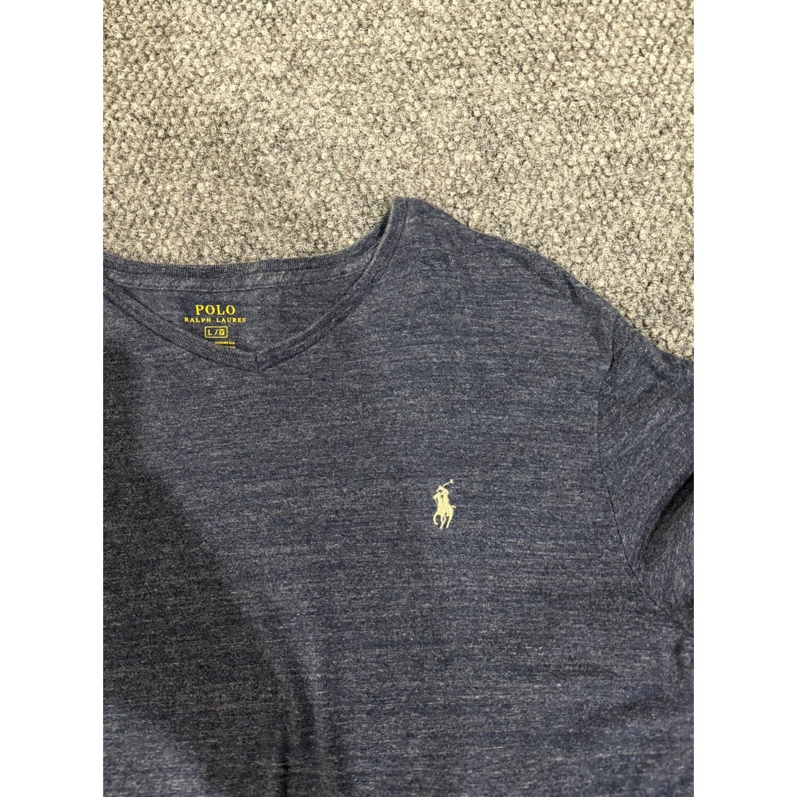 Polo Ralph Lauren Polo Ralph Lauren Shirt Mens L Blue Long Sleeve V-Neck Logo Tee T-Shirt Size US L / EU 52-54 / 3 - 5 Thumbnail