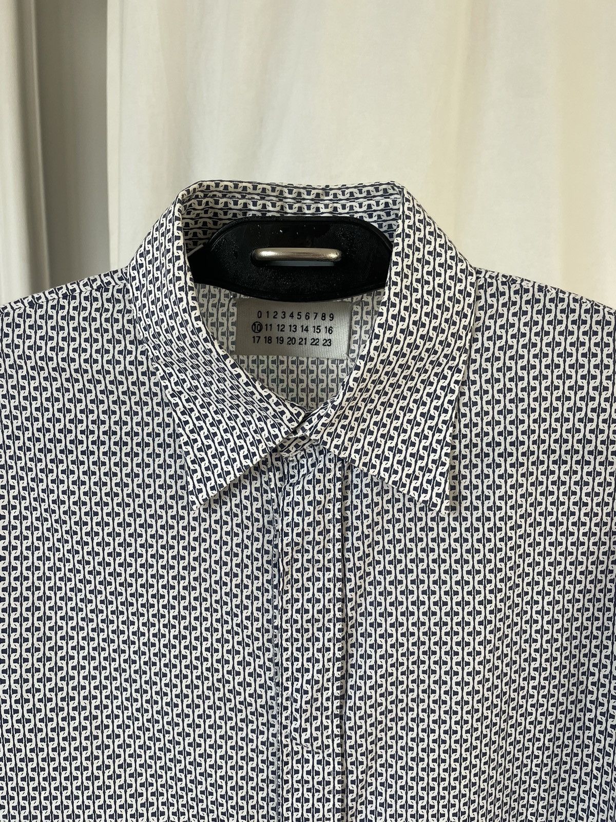 Maison Margiela Martin Margiela Vintage Navy White Printed Cotton Shirt Size US L / EU 52-54 / 3 - 4 Thumbnail