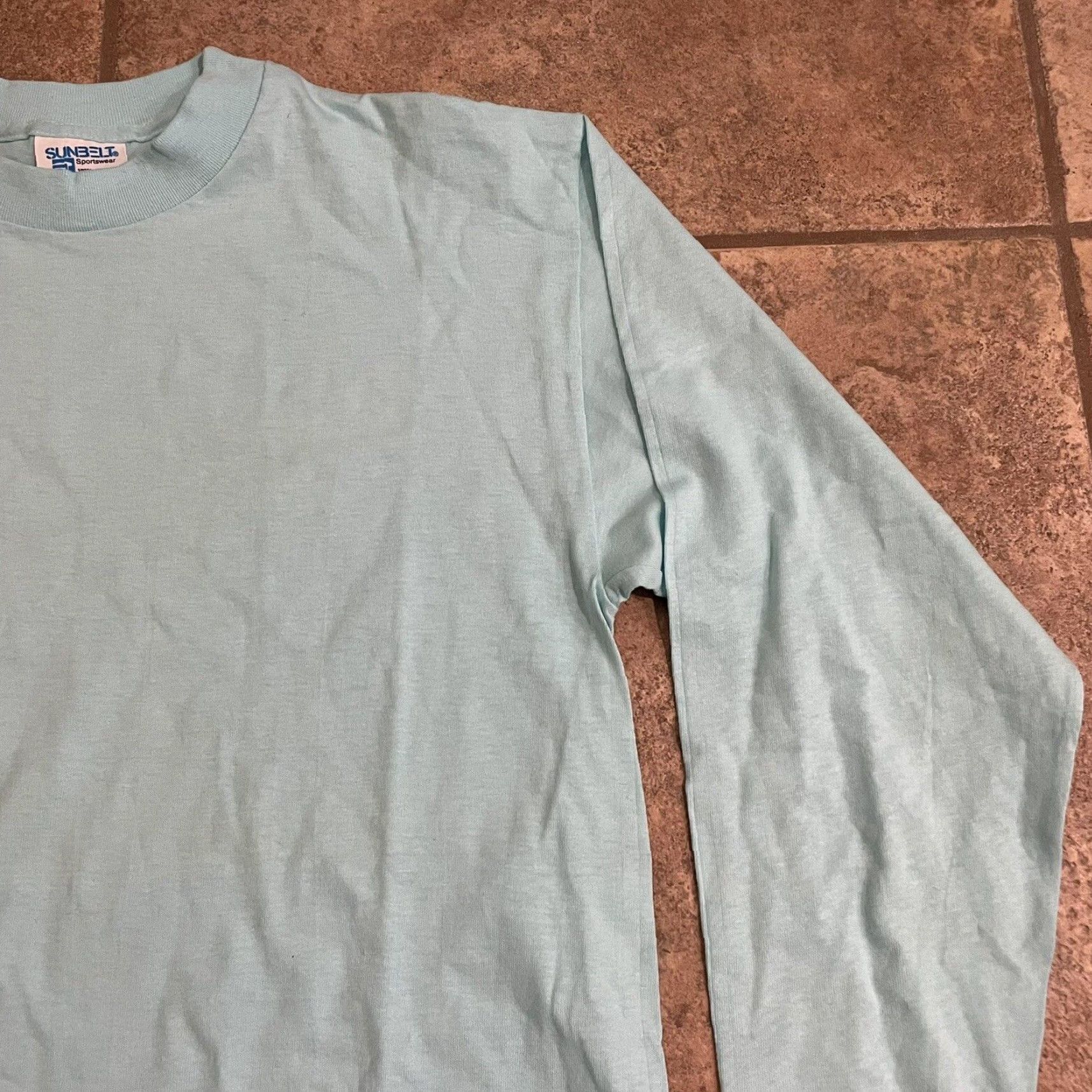 Vintage VINTAGE Sunbelt T-Shirt Shirt Men Large 100% Cotton Light Blue USA 90s Boys/Girls? Size US L / EU 52-54 / 3 - 2 Thumbnail