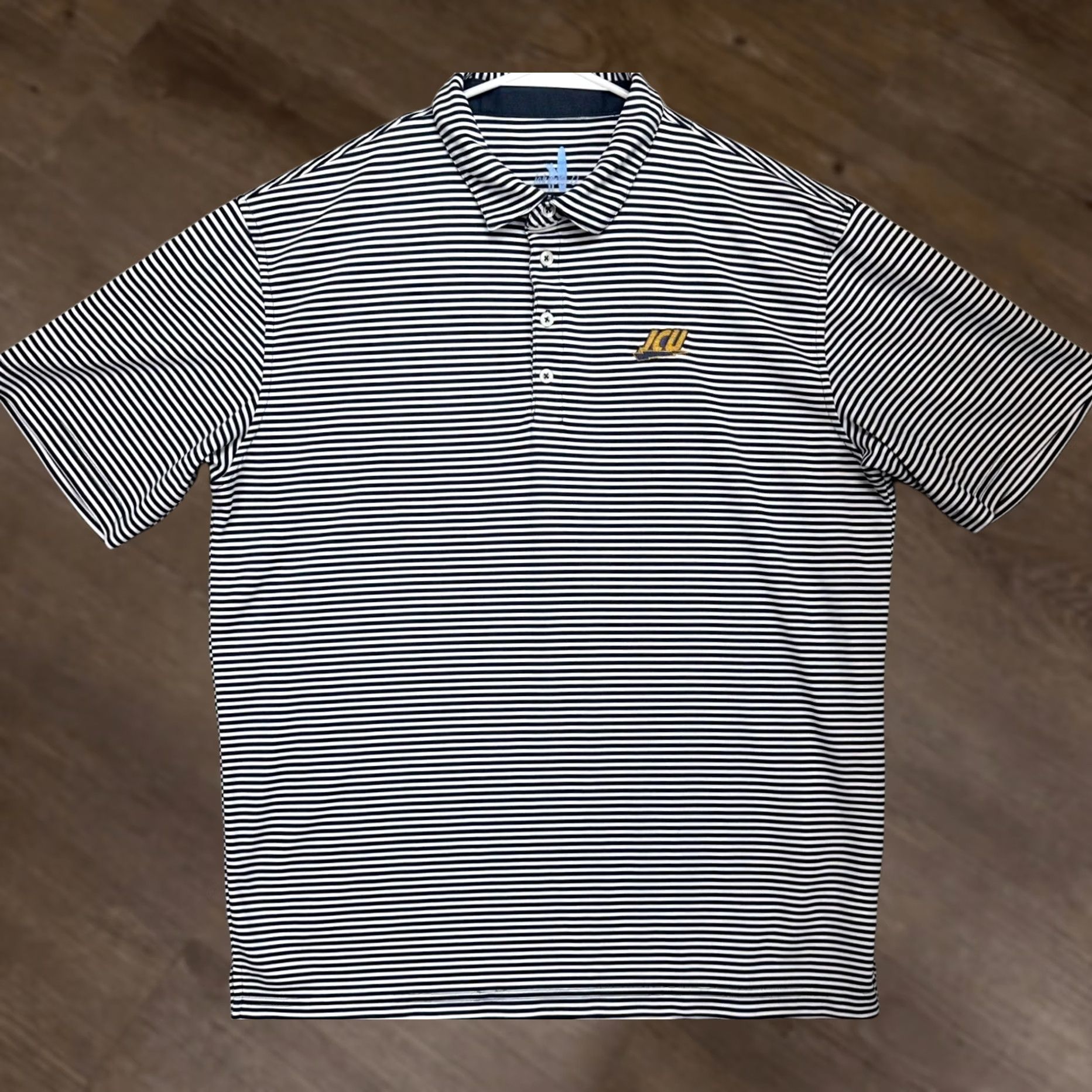 johnnie-O Johnnie-O Polo Shirt Adult Large Navy White Stripe Short Sleeve Mens Regular Fit Golf Rugby Prep-formance Size US L / EU 52-54 / 3 - 1 Thumbnail