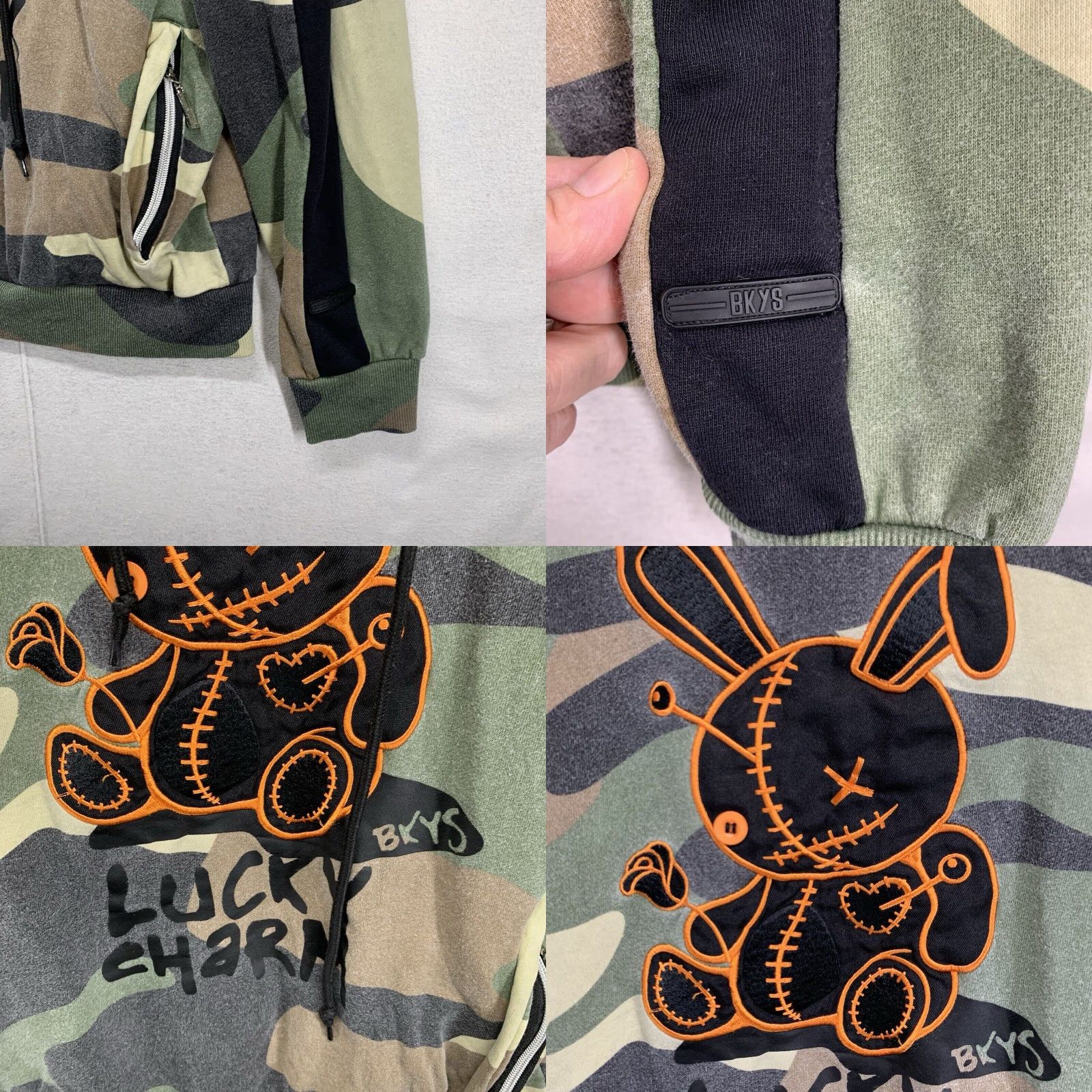 Vintage VINTAGE BKYS Hoodie Unisex Adults Small Camo Streetwear Long Sleeve Pullover Heavyweight Pockets Art Logo Size US S / EU 44-46 / 1 - 8 Thumbnail