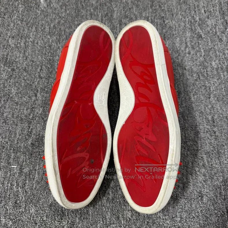 Vintage Christian Louboutin Red Studded Leather Shoes. Size US 10.5 / EU 43-44 - 4 Thumbnail