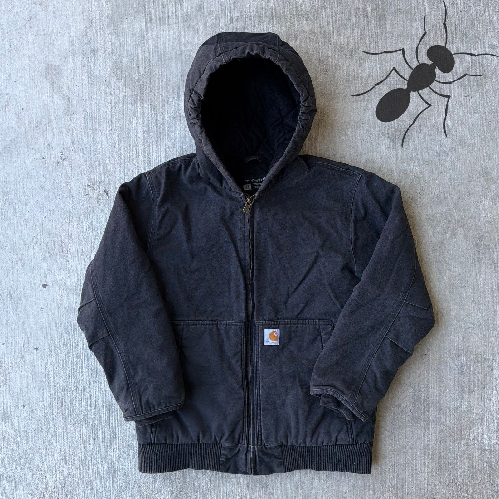 Carhartt × Vintage Carhartt YOUTH black hooded work wear jacket Size US XS / EU 42 / 0 - 1 Thumbnail