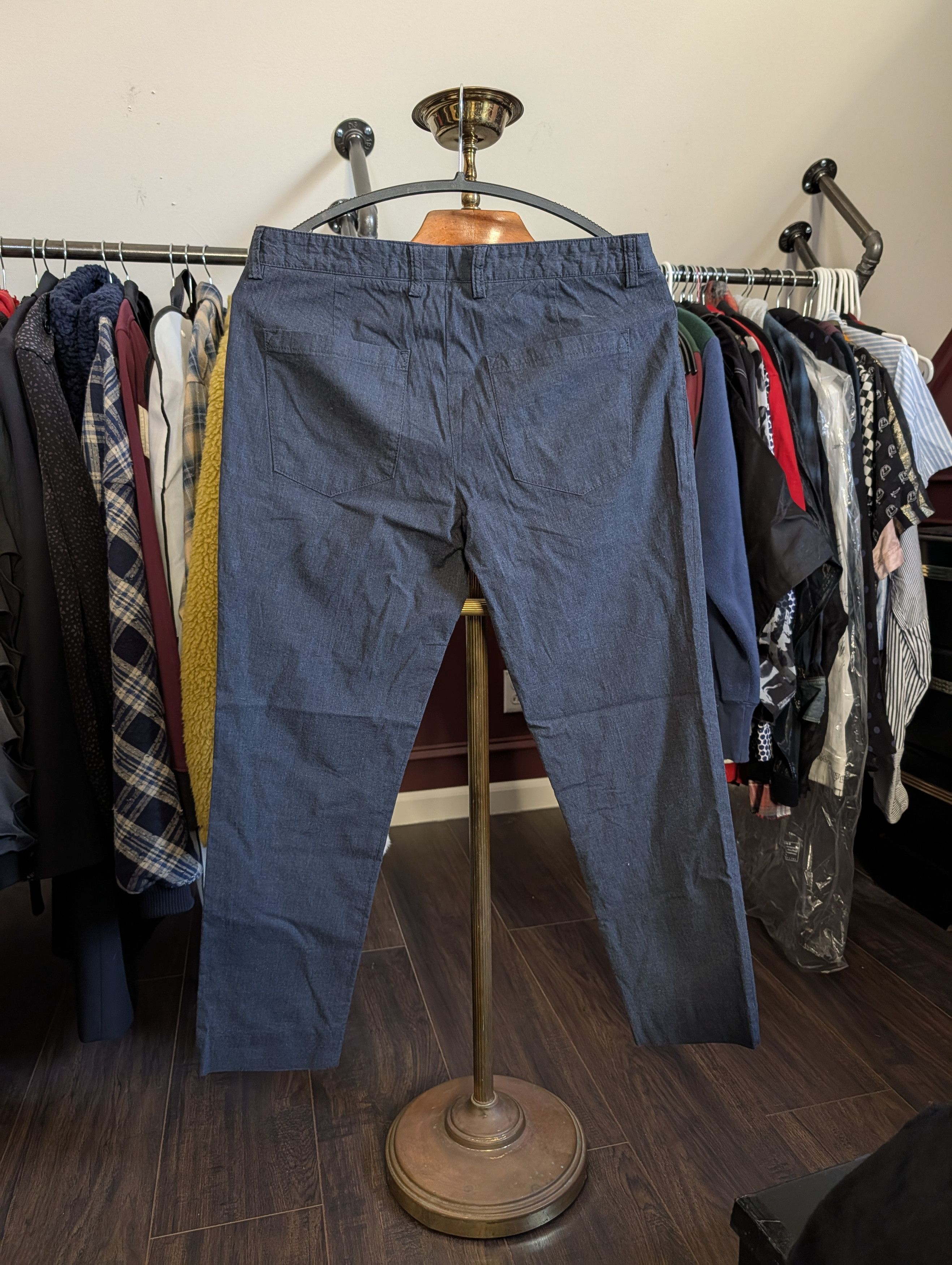 Hugo Boss Gray/blue textured logo badge cotton chino pants 32 Size US 32 / EU 48 - 8 Thumbnail