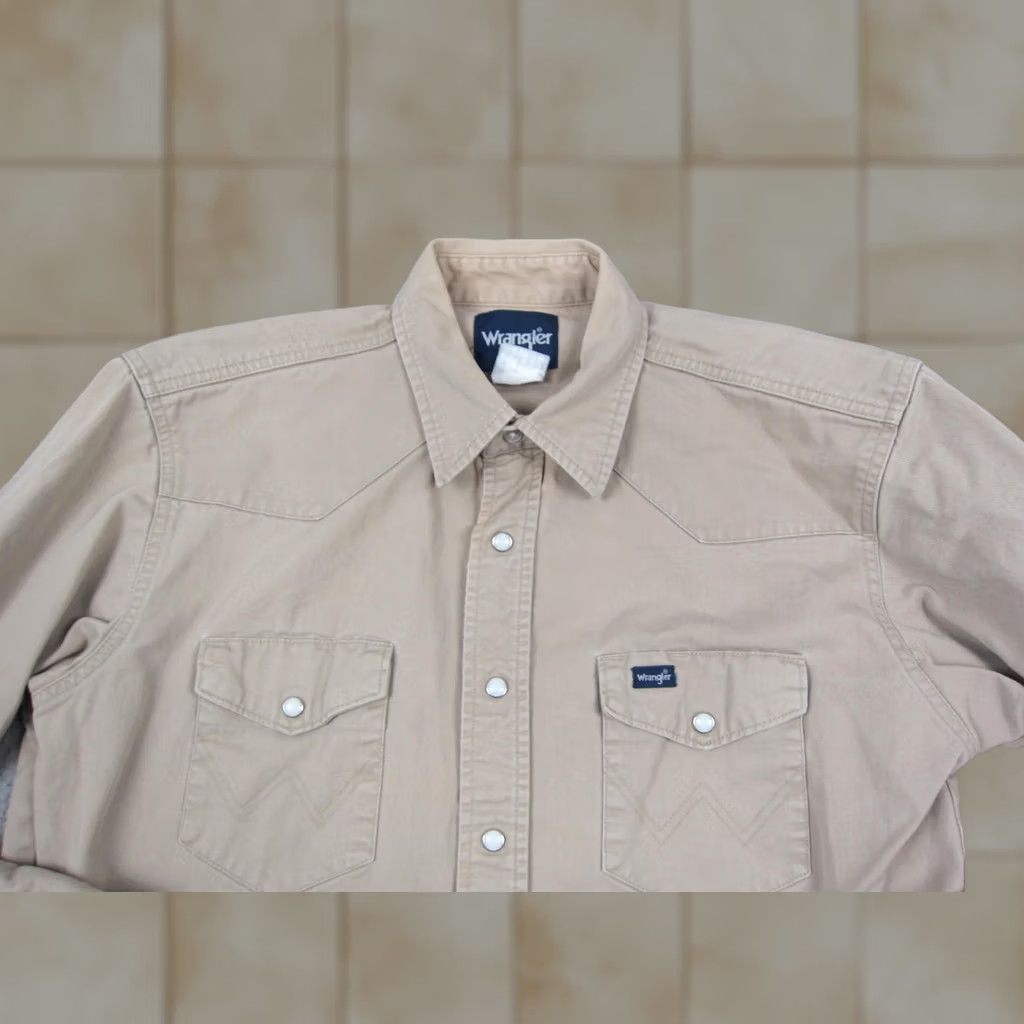 Wrangler VINTAGE Wrangler Shirt Womens L Brown Pearl Snap Western Cowboy Rodeo Canvas Size L / US 10 / IT 46 - 1 Thumbnail
