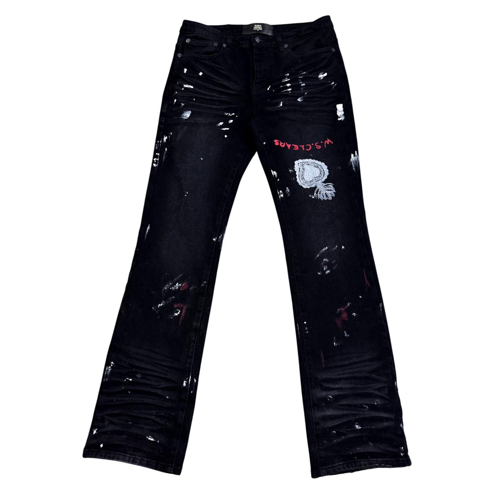 Whensmokeclears When Smoke Clears Paint Splatter Black Jeans Size US 30 / EU 46 - 1 Thumbnail