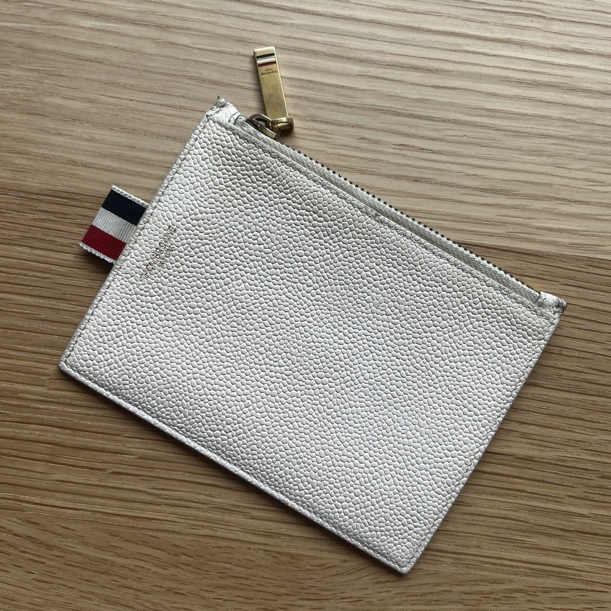 image of Thom Browne Thom Brown Small Coin Purse in Beige, Men's