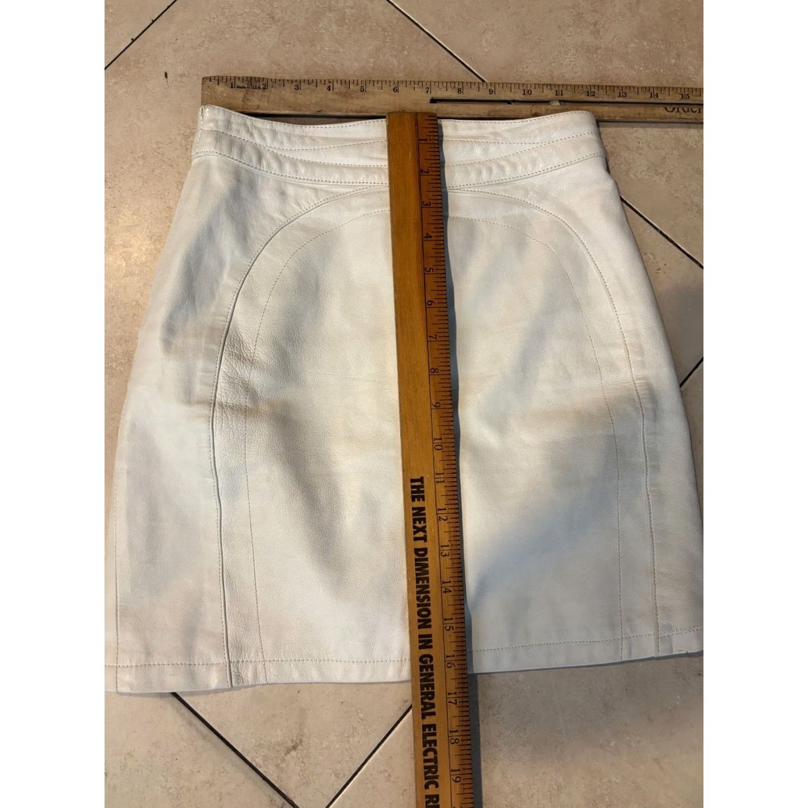 Vintage VINTAGE Jitrois White Leather Skirt Size 36 Women Short Pencil 90s Grunge France Leather Zipper Regular XS? Size 25" / US 0 / IT 36 - 7 Thumbnail