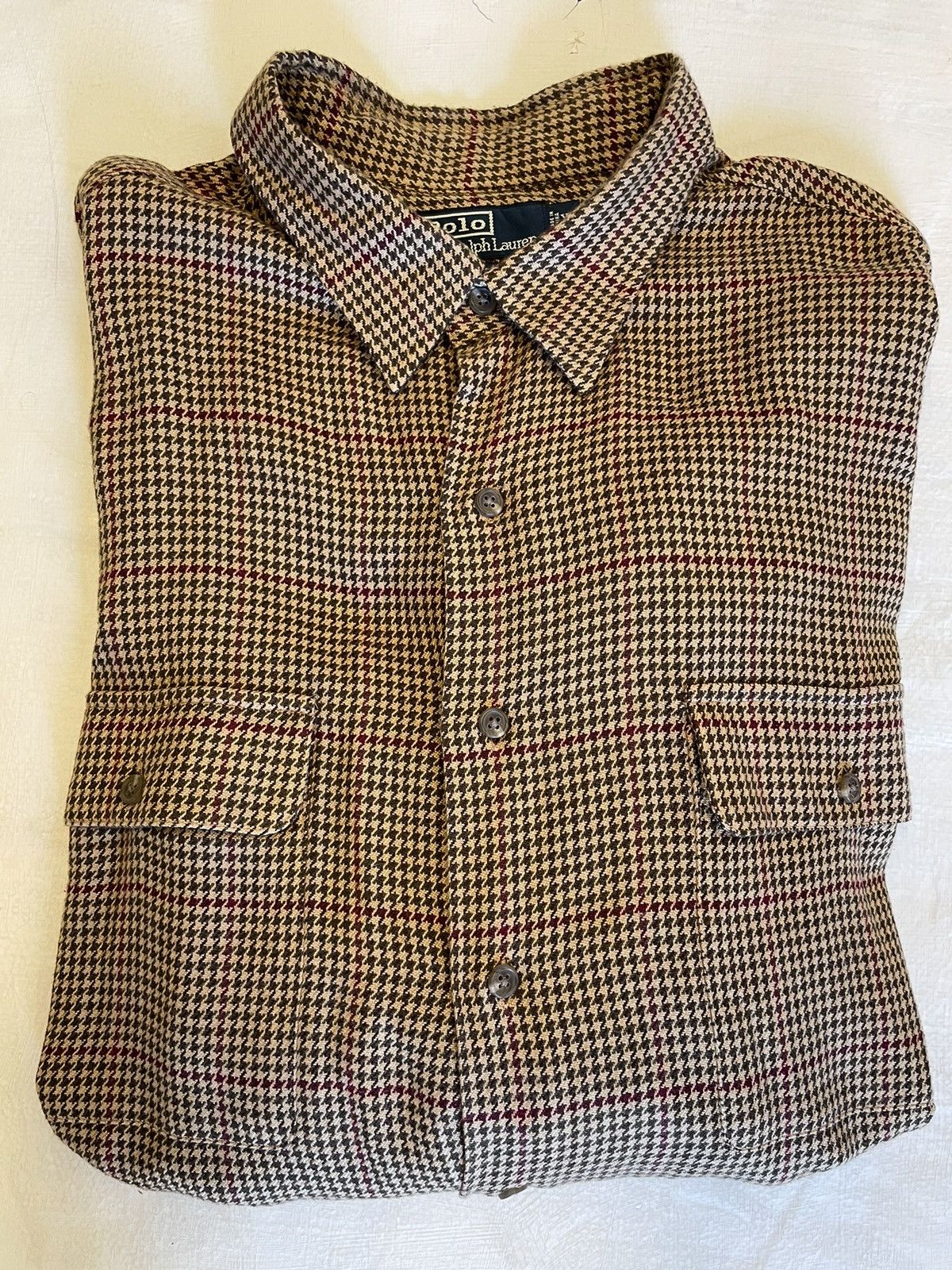 Polo Ralph Lauren × Vintage Silk & Cotton Windowpane Houndstooth Check BENFORD Shirt Size US XL / EU 56 / 4 - 1 Thumbnail