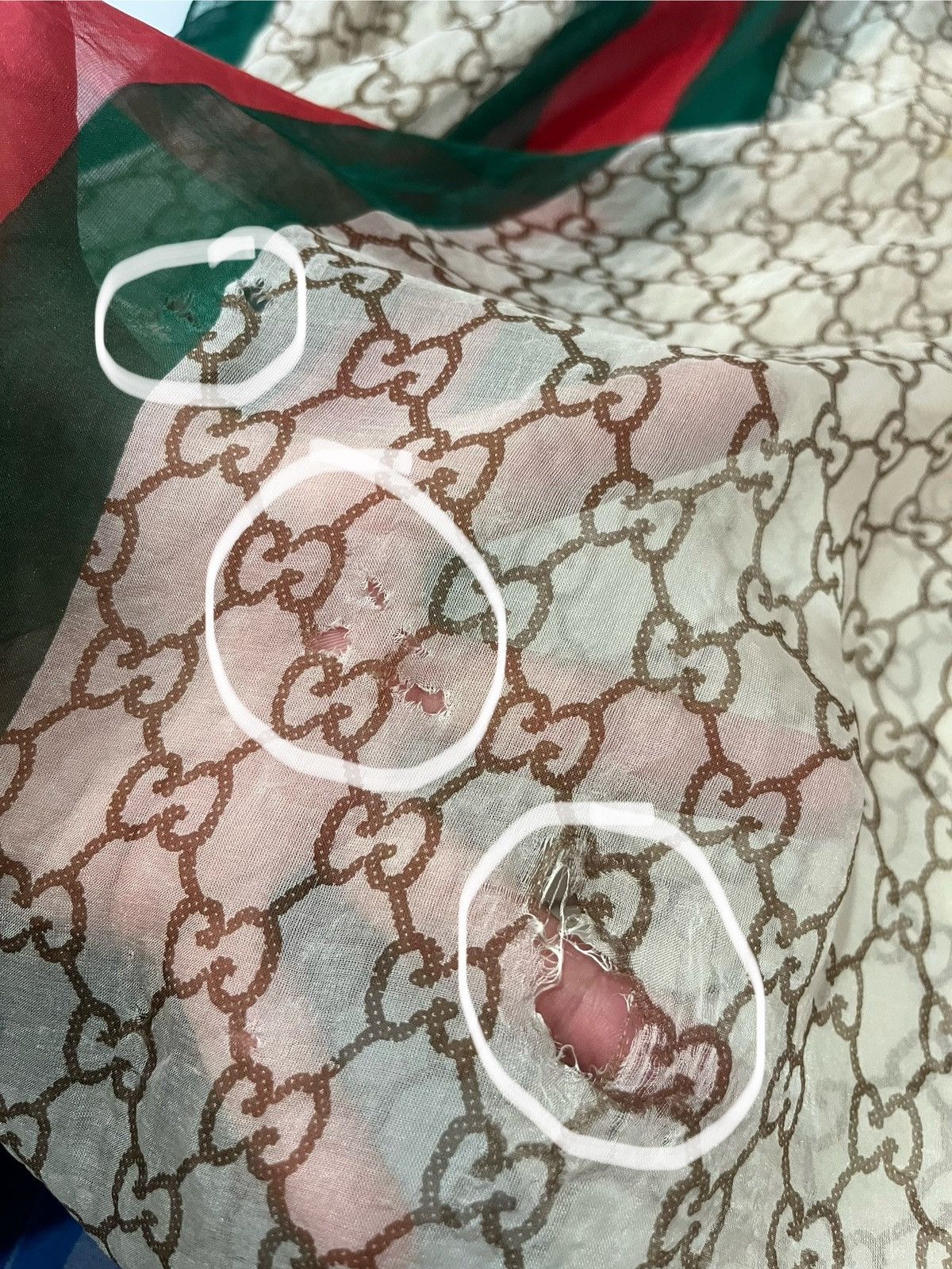 Gucci Authentic GUCCI Full Monogram 100% Silk Scarf 64x25 inchies Size ONE SIZE - 5 Thumbnail