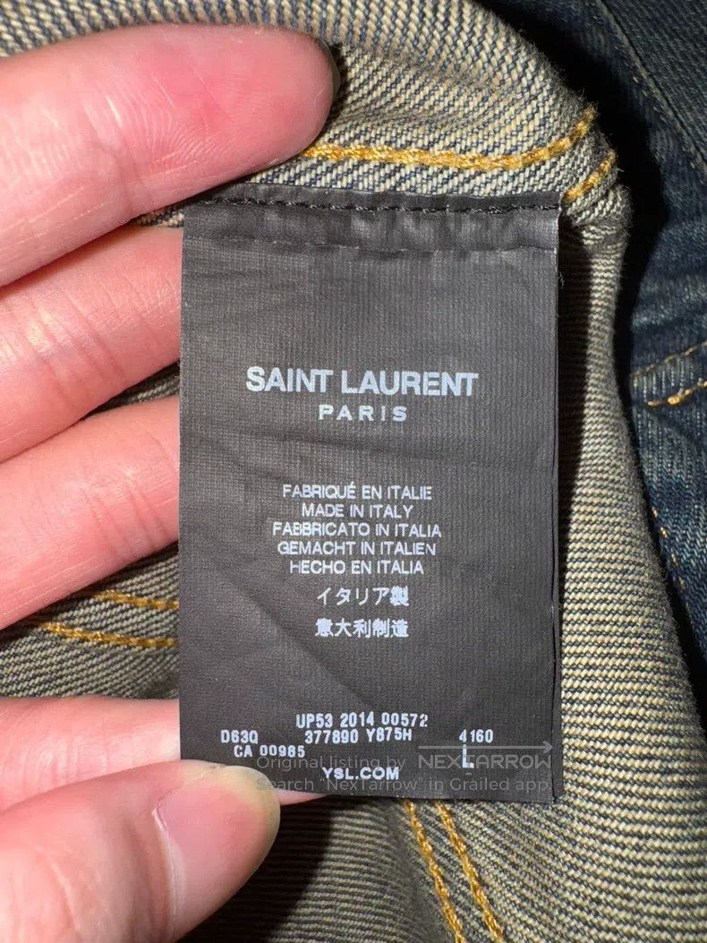 Saint Laurent Paris Saint Laurent Paris Retro Dark Blue Basic Denim Jacket Size US L / EU 52-54 / 3 - 7 Thumbnail
